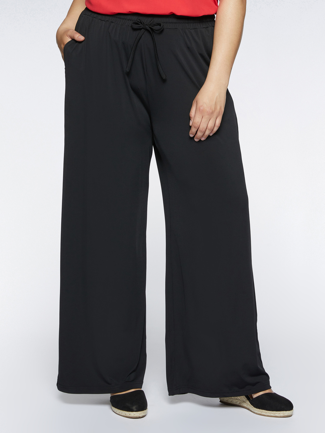 Pantaloni Gamba Larga FIORELLA RUBINO - Jersey Morbido Con Coulisse Per Curvy - Foto 9