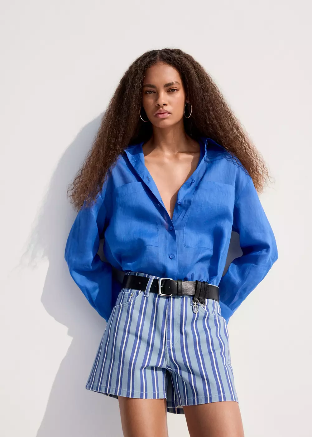 Short droit rayures, MANGO
