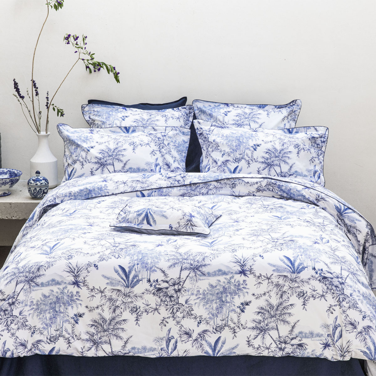 Housse de couette imprimée en satin de coton bio, RIVAGES, ALEXANDRE TURPAULT