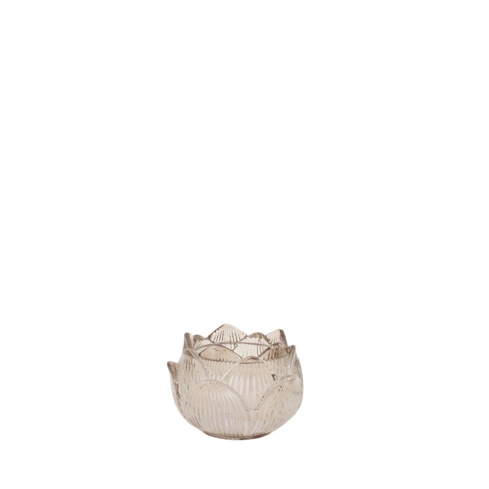 Photophore en verre forme fleur 11cm, ORNAMI