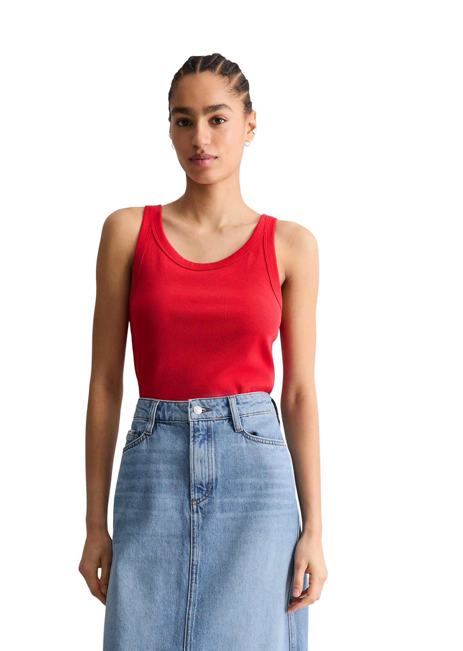 Débardeur côtelé DfC slim en jersey stretch de coton bio, MARC O’POLO DENIM