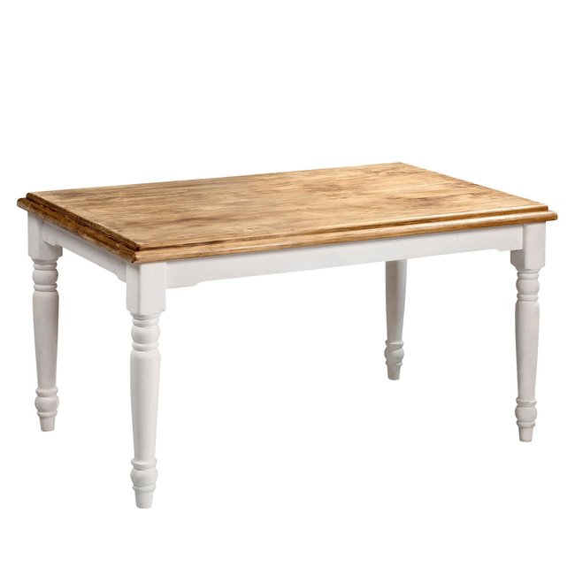 Table rectangulaire Germaine, pin massif Couleur pin massif blanc/cire <span itemprop=