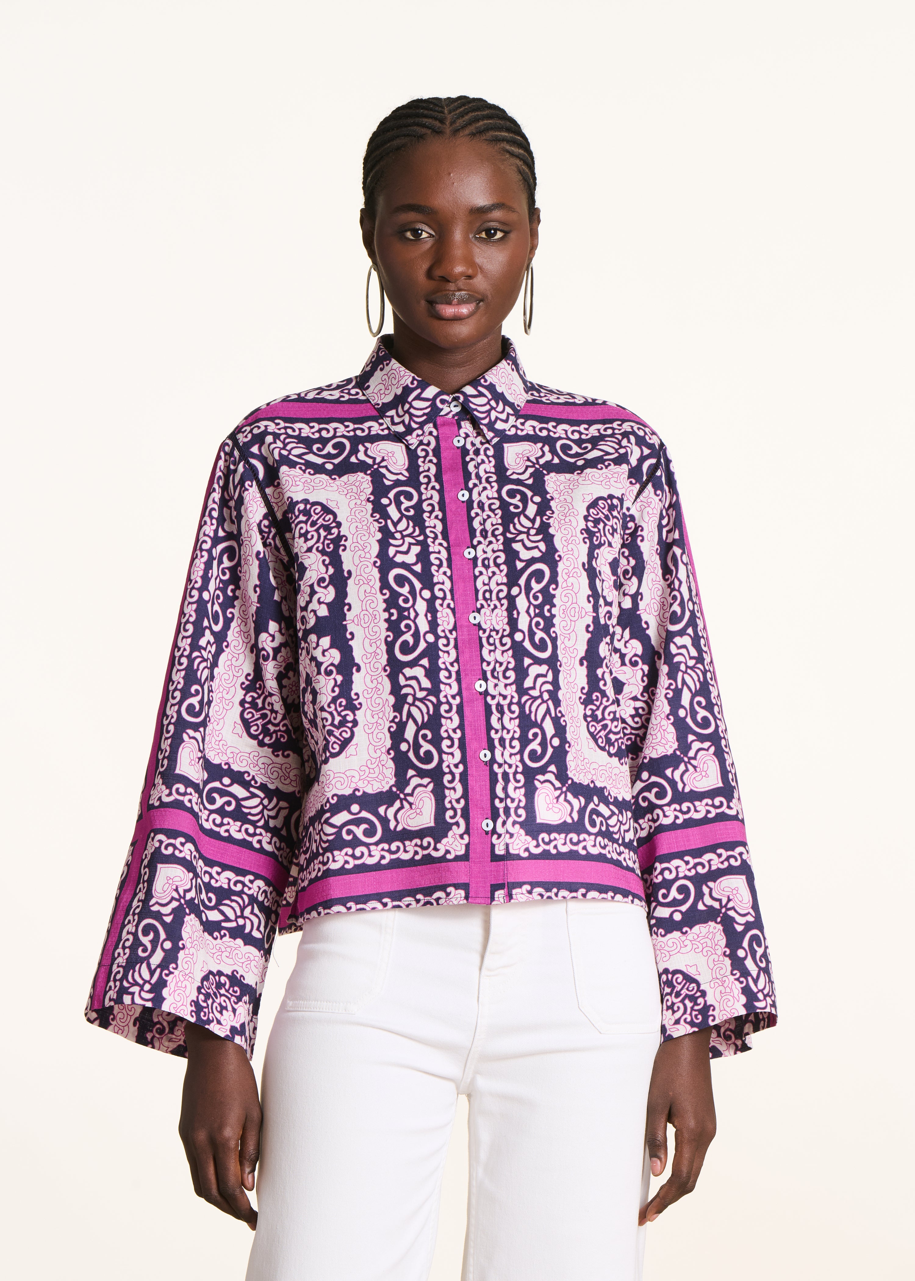 Chemise ample à imprimé foulard en coton, LA FEE MARABOUTEE