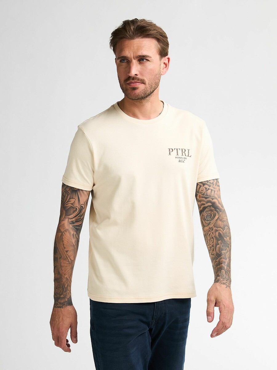 Chest Logo Print T-Shirt with Short Sleeves, PETROL INDUSTRIES