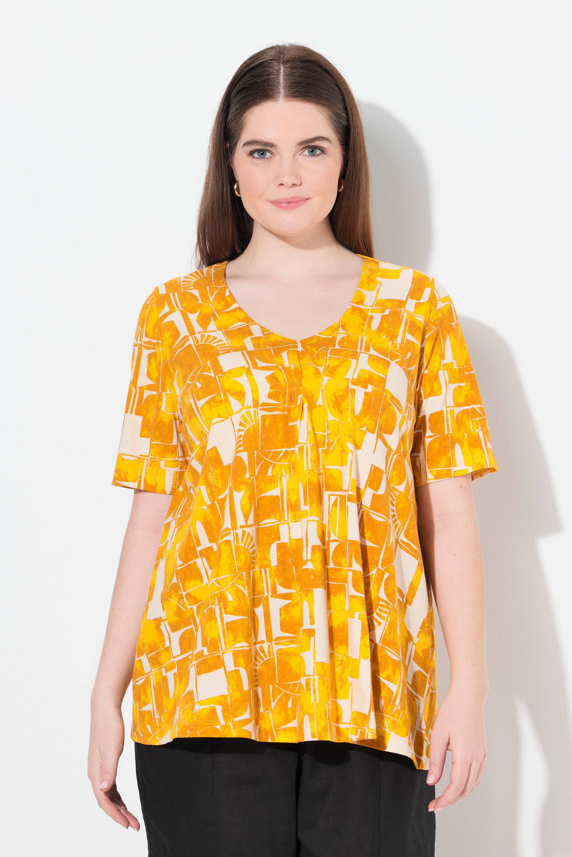 T-shirt en coton bio. Décolleté, ULLA POPKEN