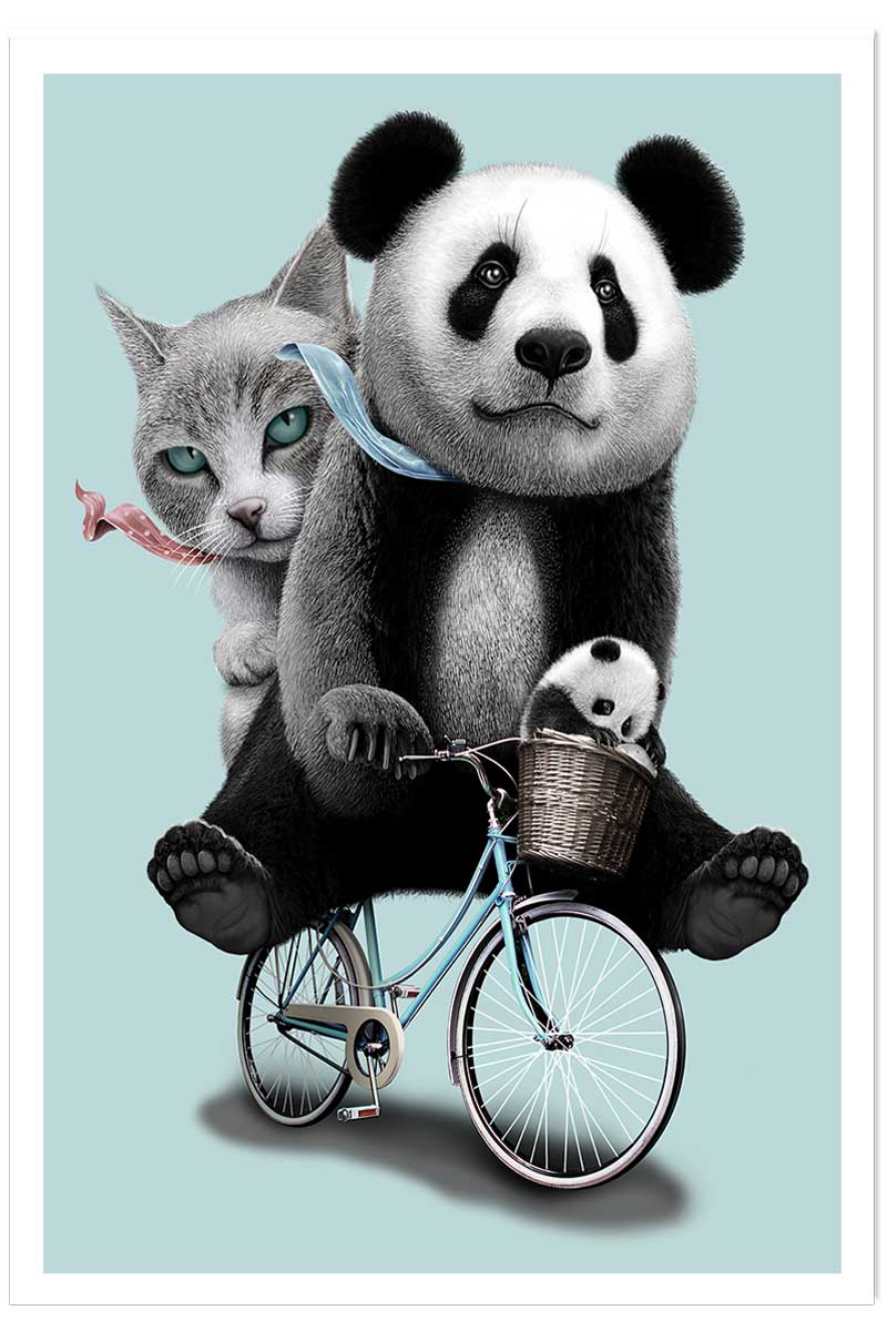 Affiche enfant amis à bicyclette, HEXOA