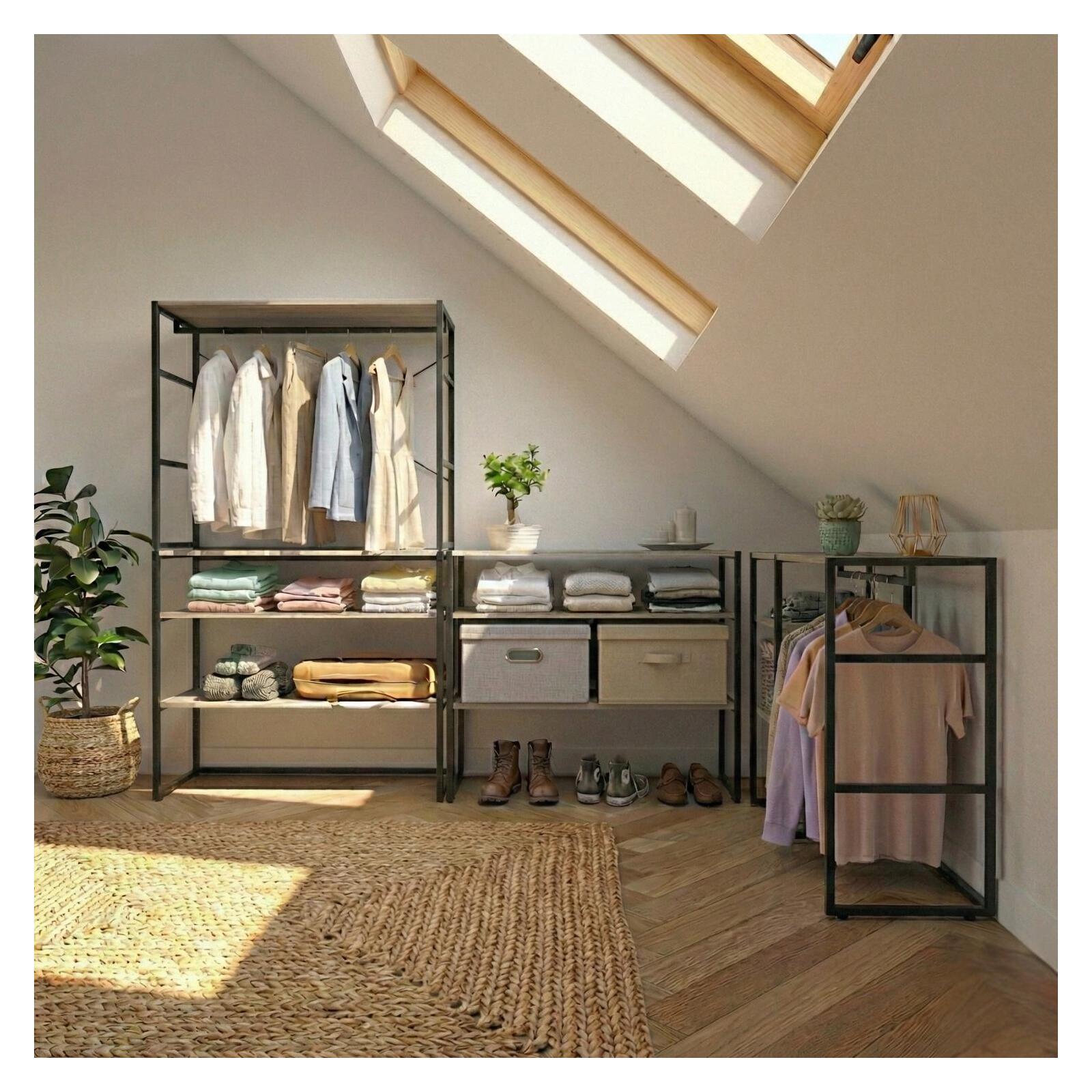 Lot de 4 portants vêtements sous combles modulables 400x85cm KADRA, MOB IN