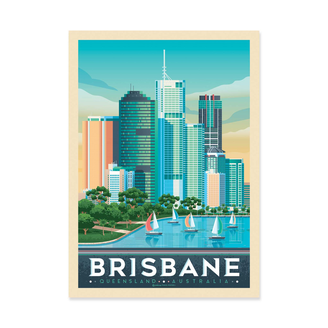 Affiche d'art - Brisbane - Olahoop Travel Posters, WALL EDITIONS