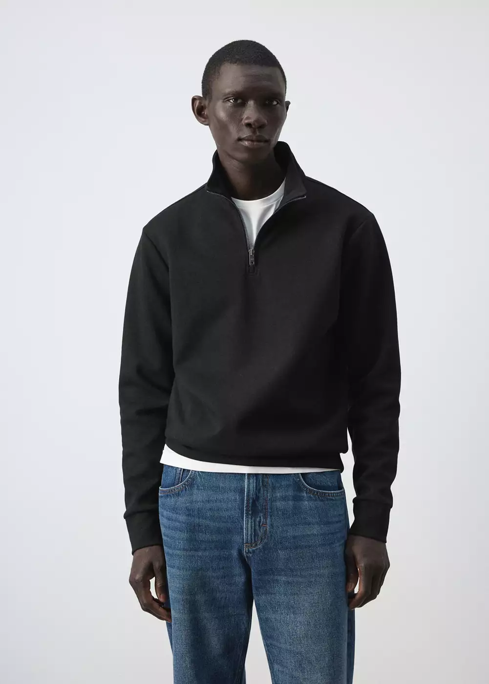 Sweat coton mélangé fermeture Éclair, MANGO MAN