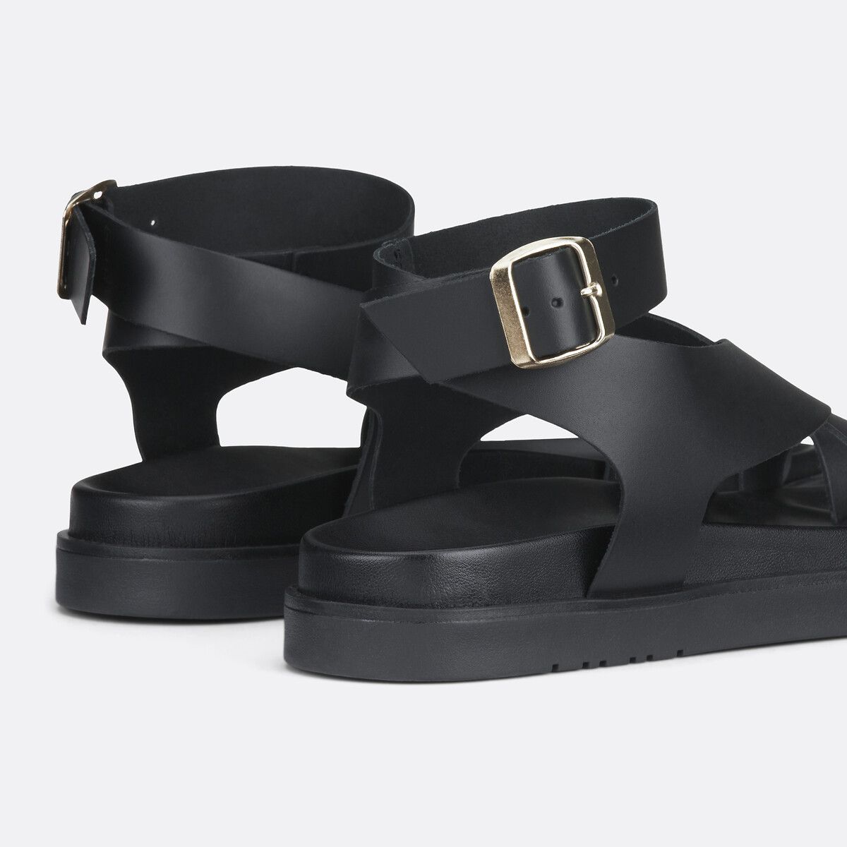 La Redoute Collections Sandalias de cuña de piel con correas — foto 3