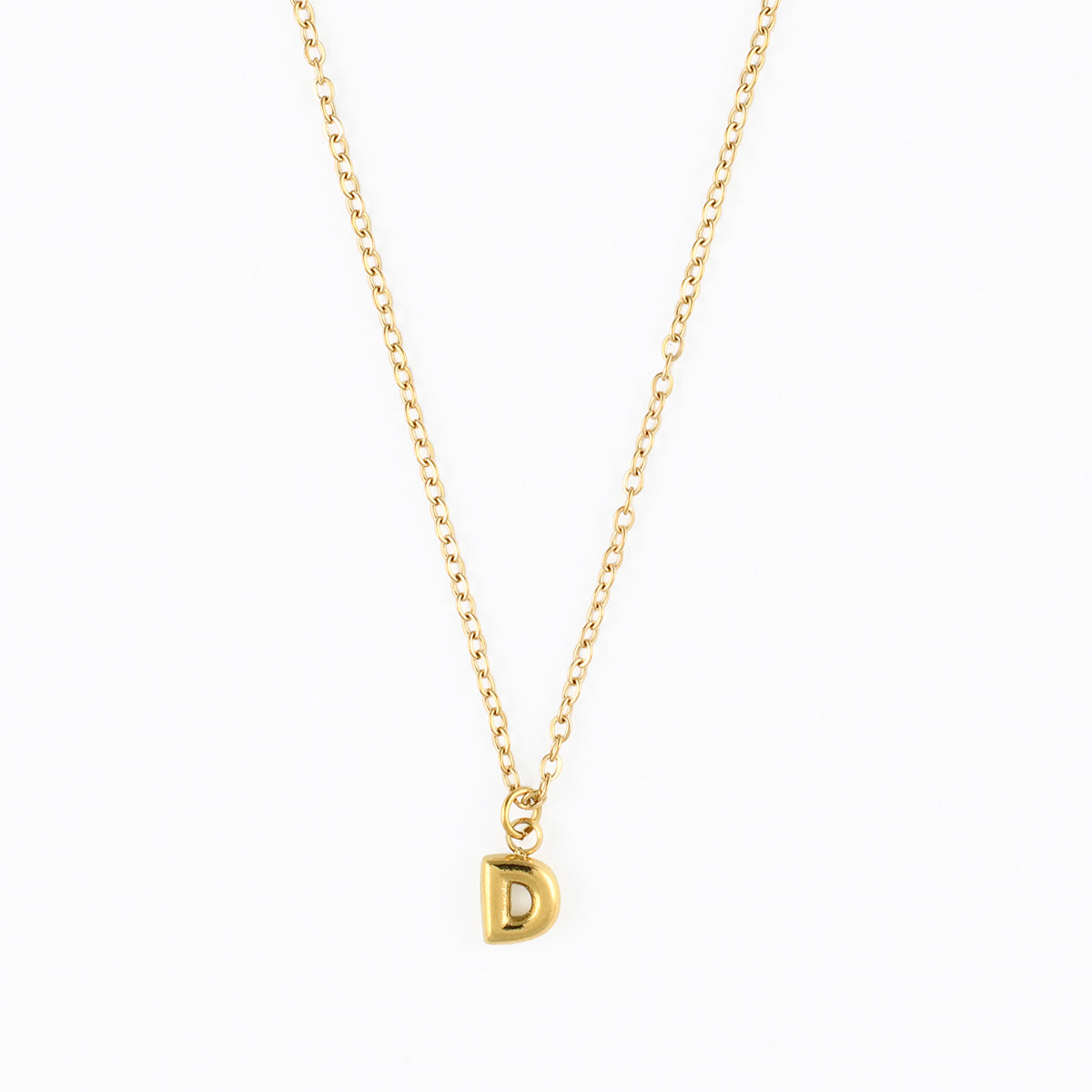 Collier à pendentif lettre D  acier inoxydable, BALABOOSTE