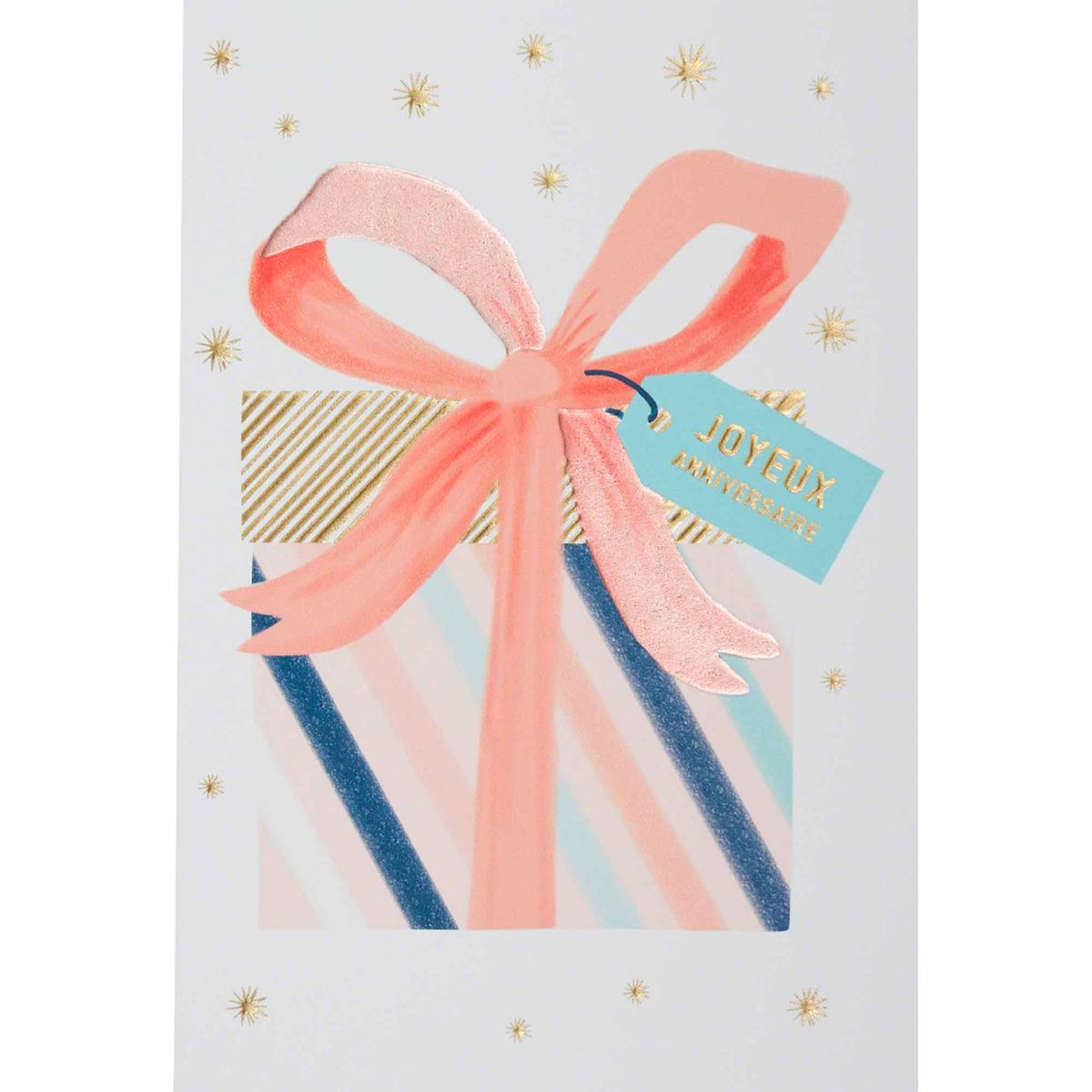 Carte Anniversaire Paquet Cadeau Pastel Et Or Multicolore Draeger Paris La Redoute