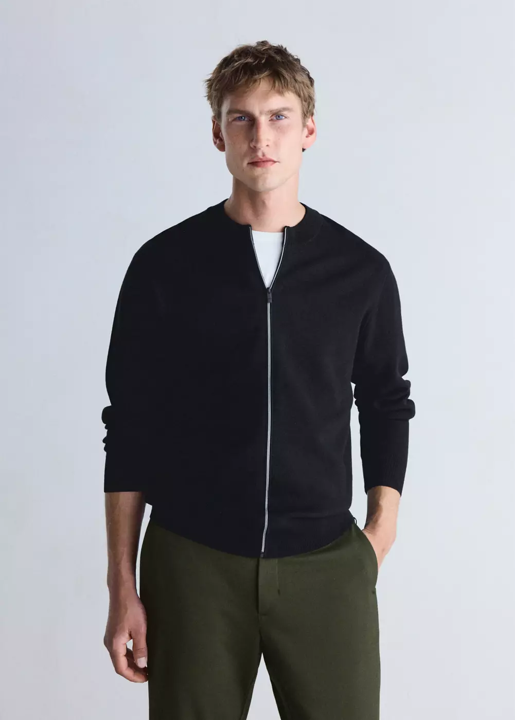 Cardigan confort en maille extensible, MANGO MAN