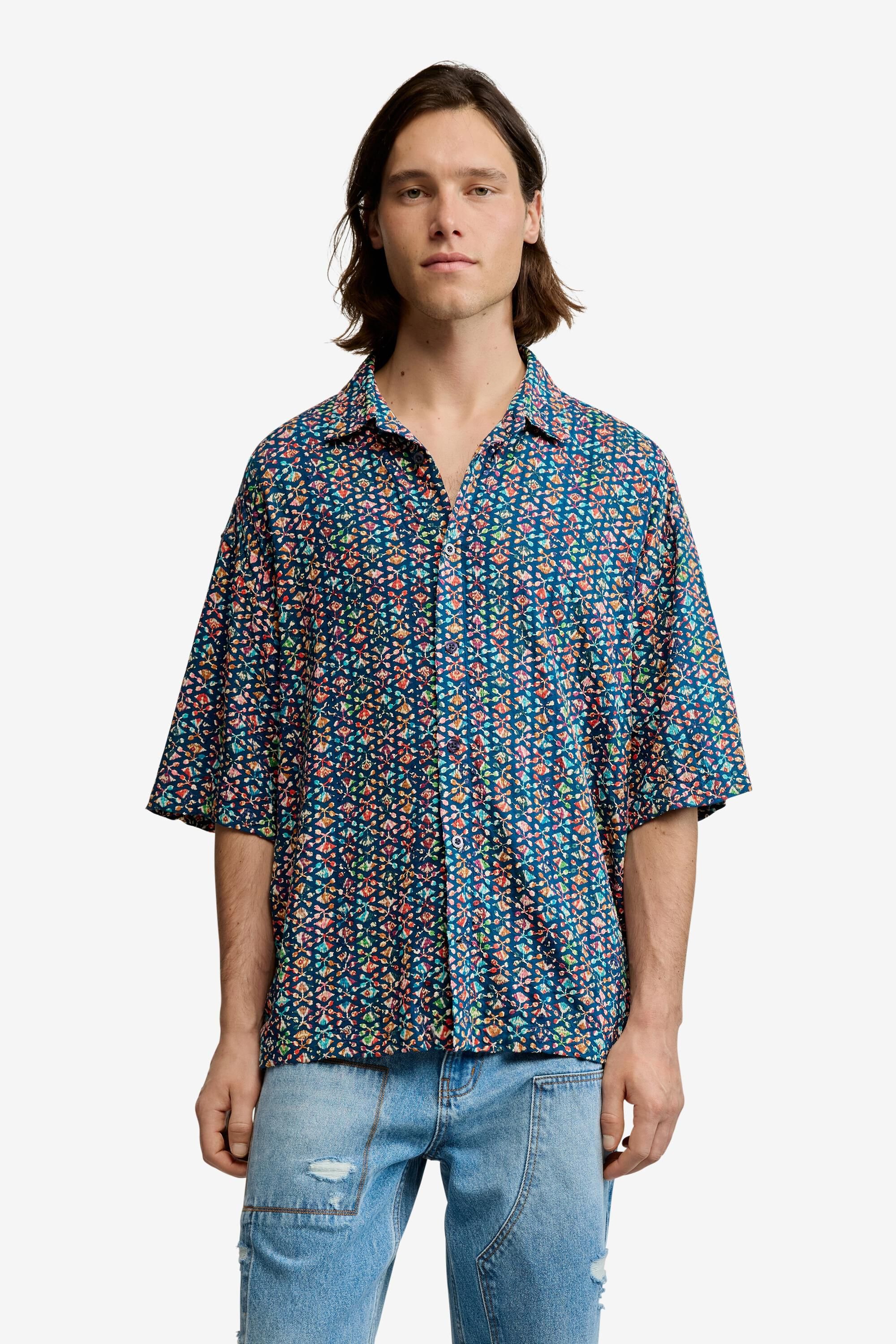 Chemise à manches courtes avec broderies ethniques, DESIGUAL