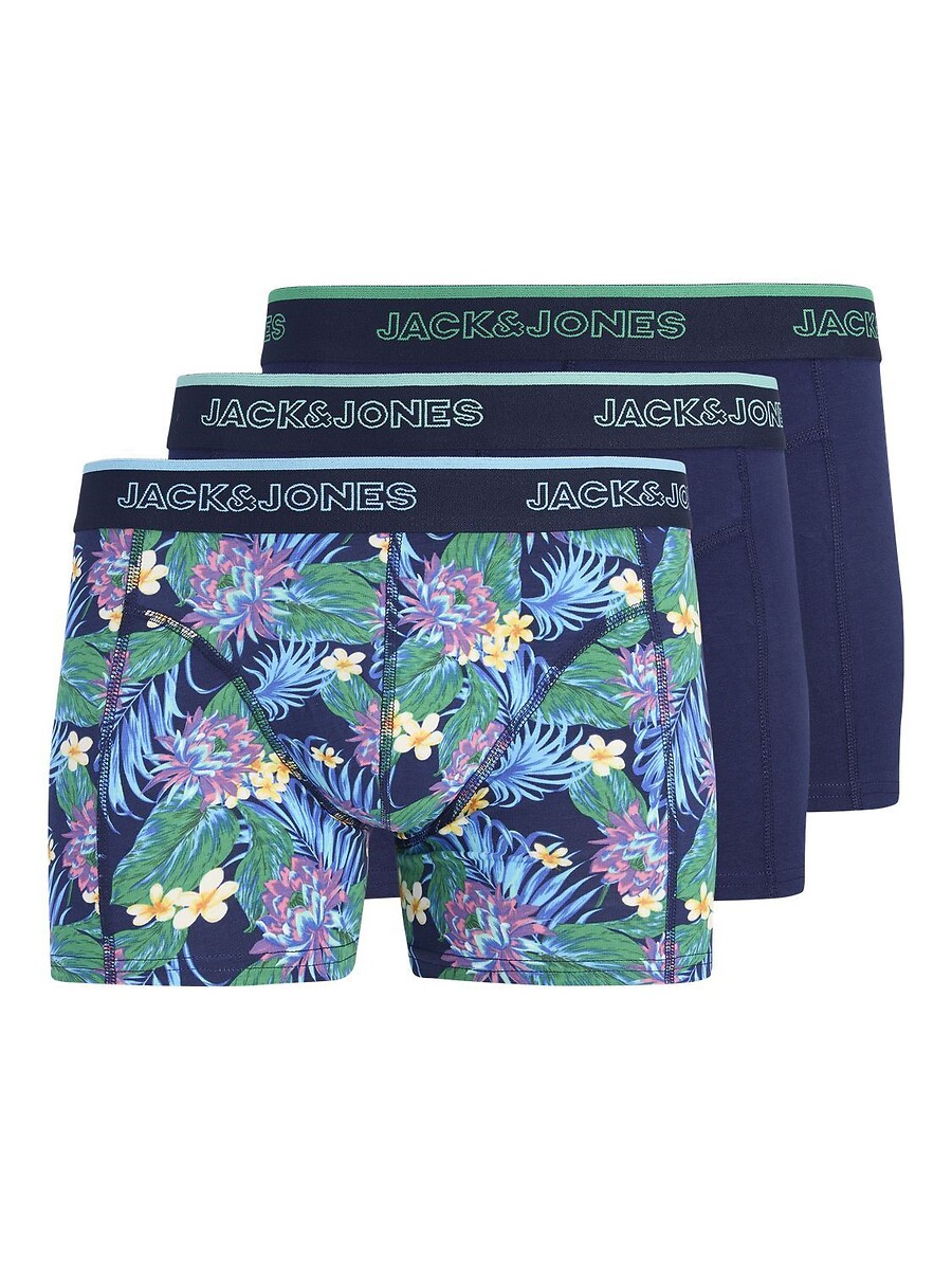 Set van 3 boxershorts: 2 effen en 1 met bloemenprint, JACK & JONES