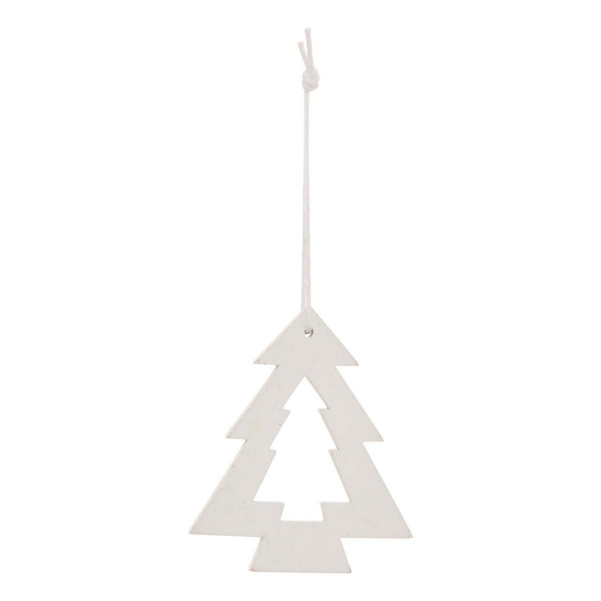 Lot de 10 suspensions de sapin en bois rouge et blanc 5 cm, FEERIC LIGHTS & CHRISTMAS