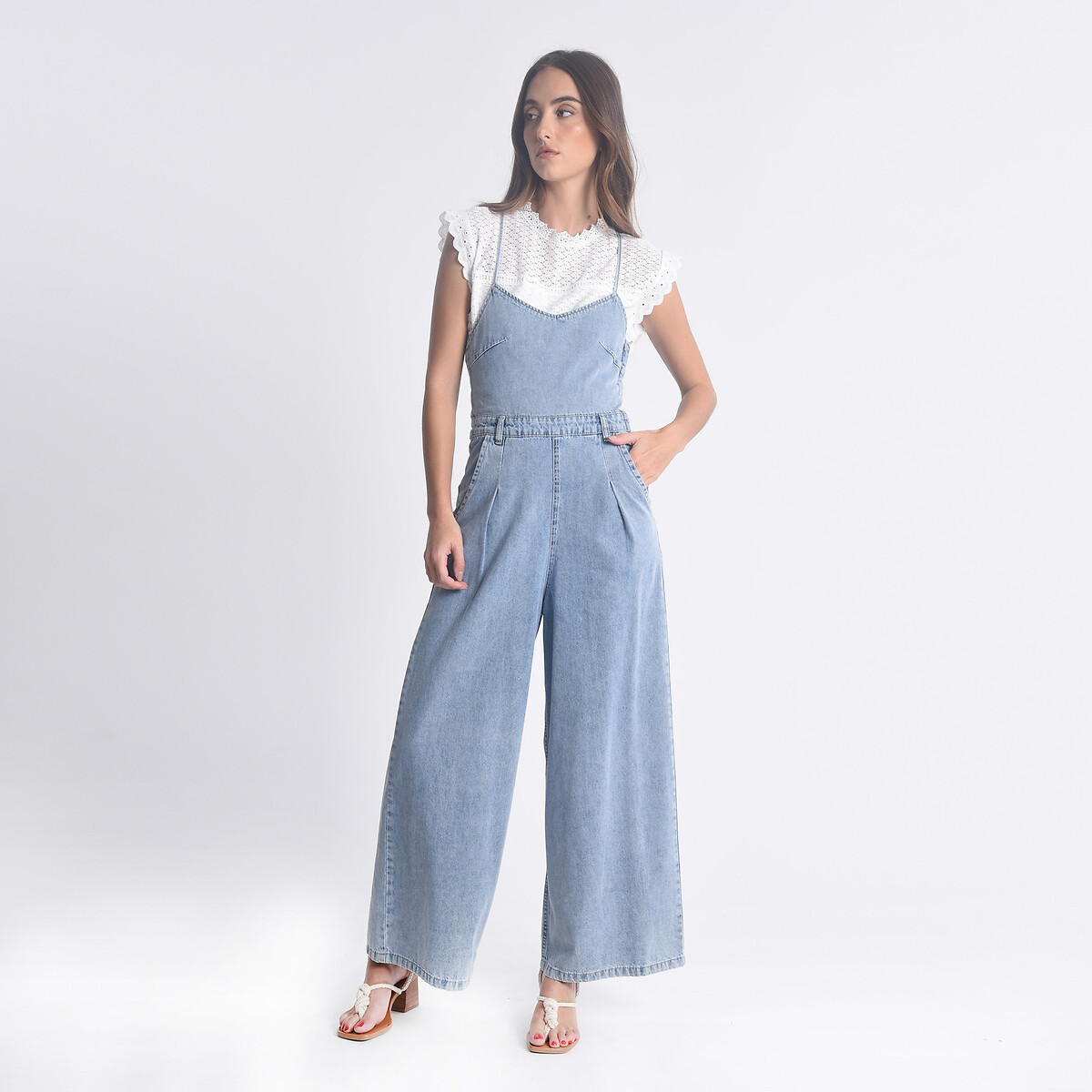 Denim cami jumpsuit , light denim, Molly Bracken | La Redoute