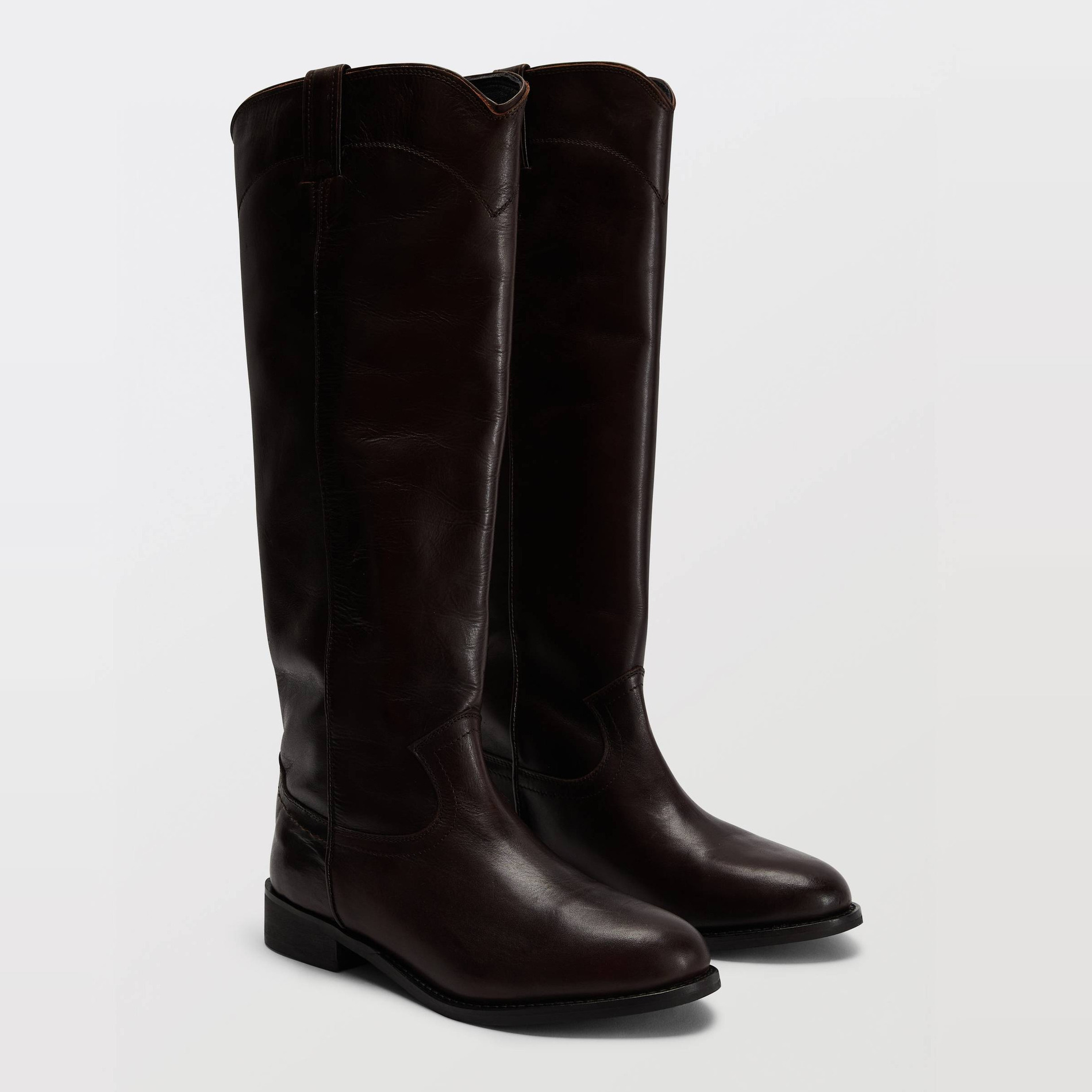 Bottes plates en cuir, MONOPRIX