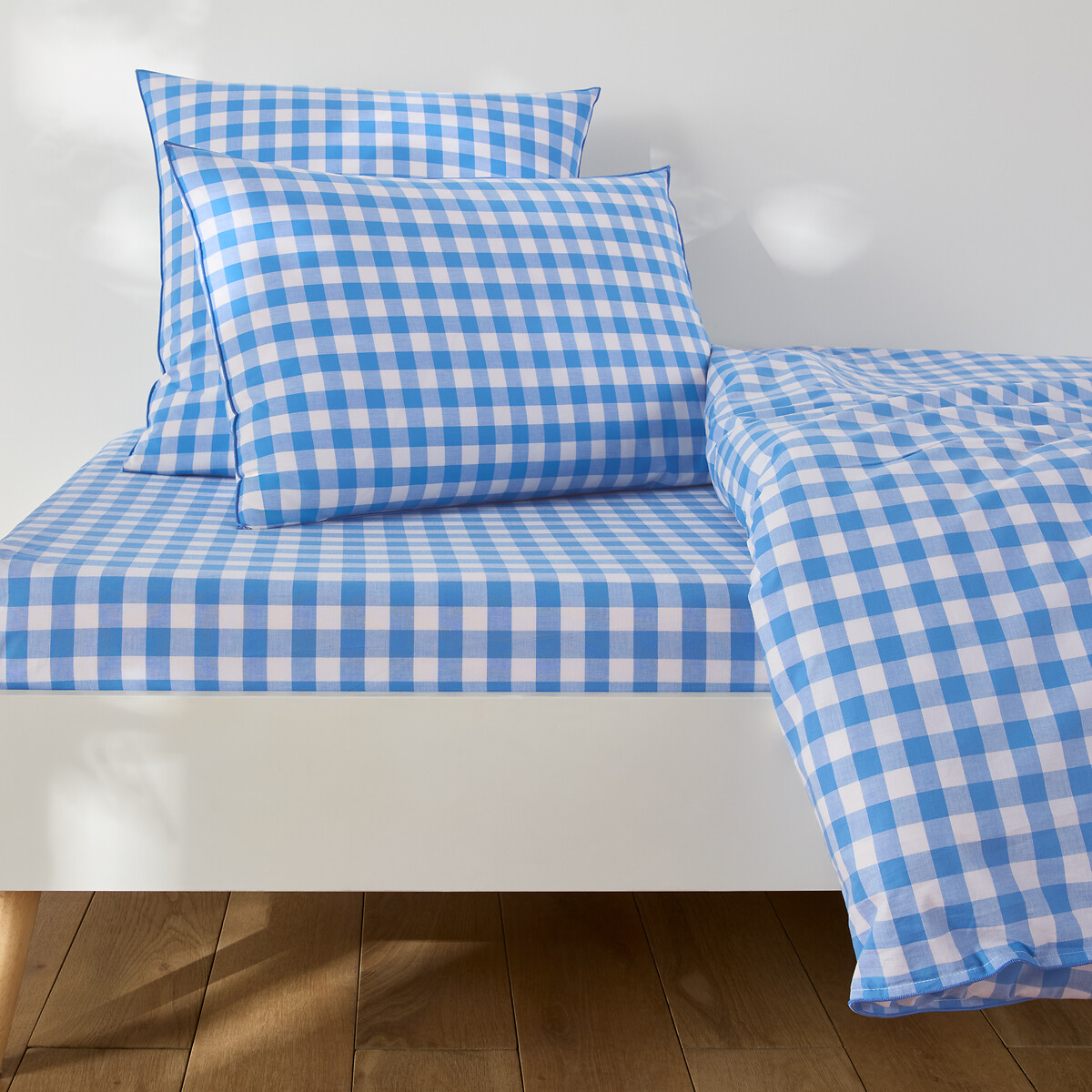 Drap-housse enfant, en coton, bonnet 30cm, VELDI BLEU, LA REDOUTE INTERIEURS
