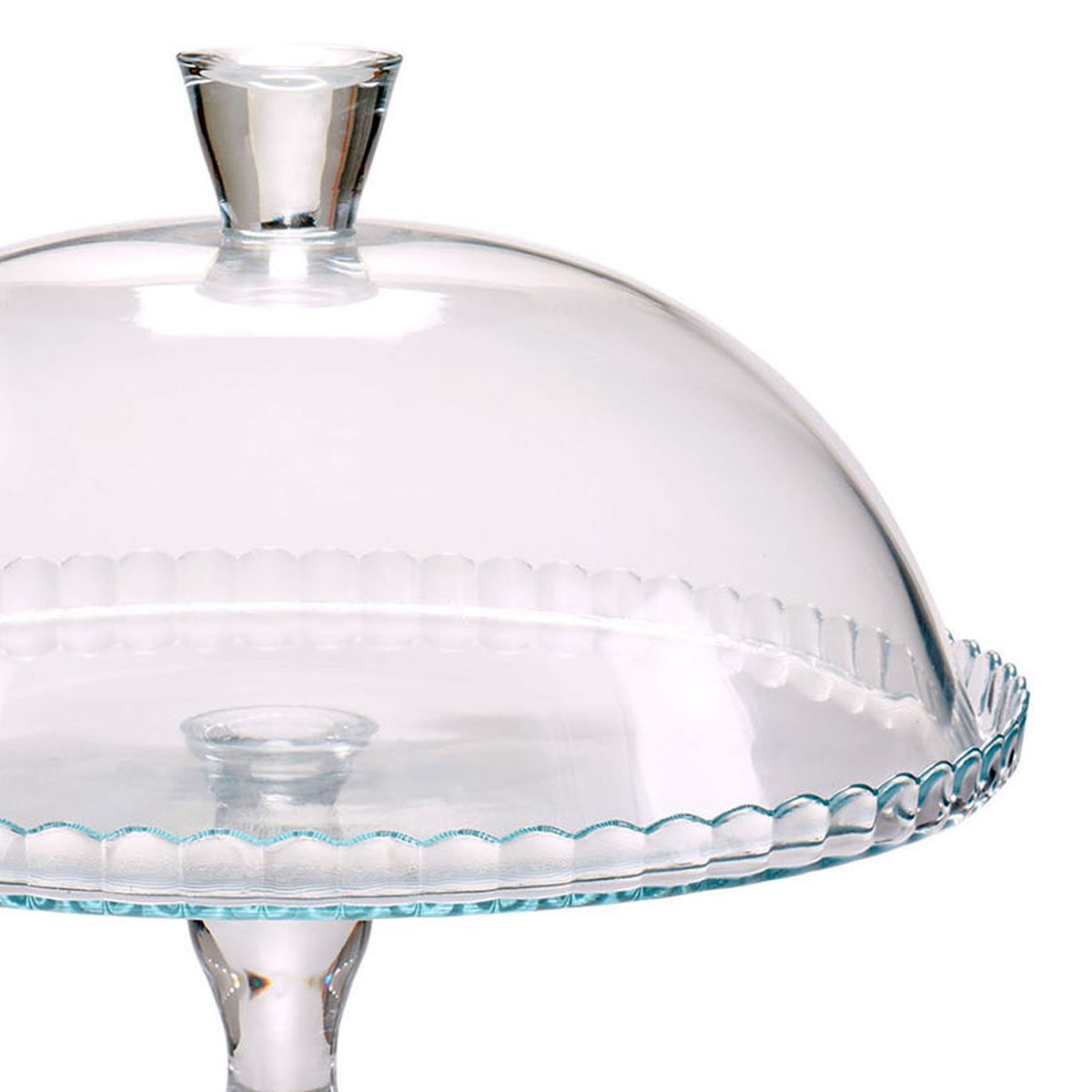 Plat à tarte sur pied avec cloche en verre transparent 32cm