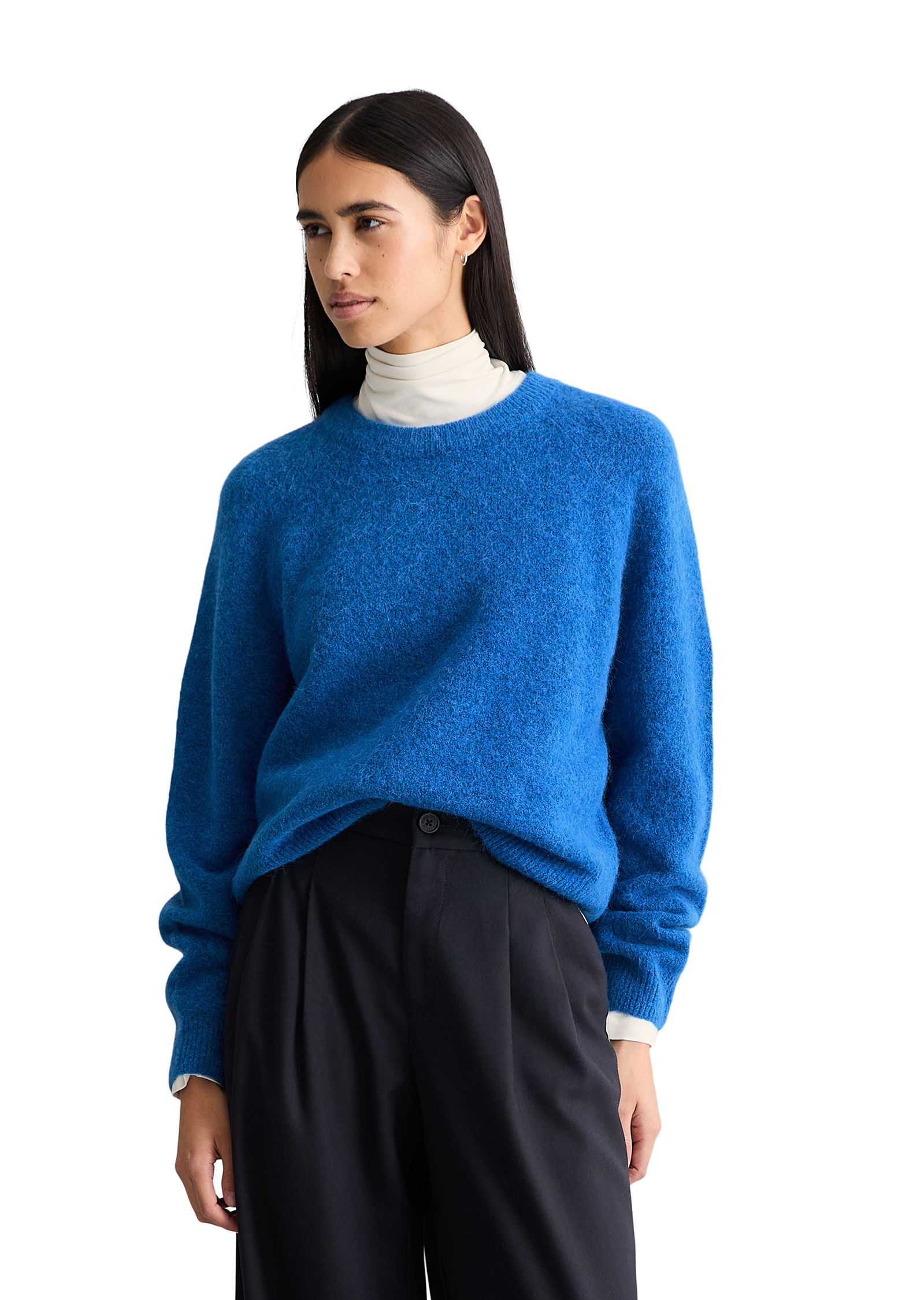 Pull en maille relaxed en mélange de laine d'alpaga douillette, MARC O’POLO DENIM