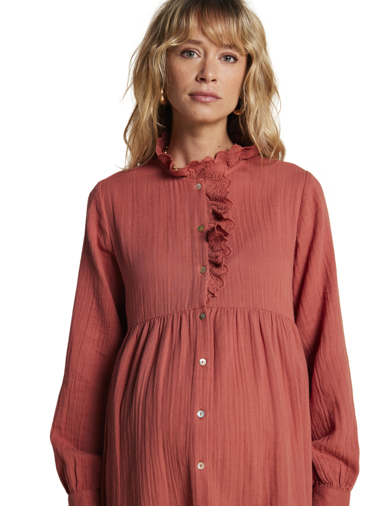 Robe grossesse et allaitement en gaze de coton, ENVIE DE FRAISE