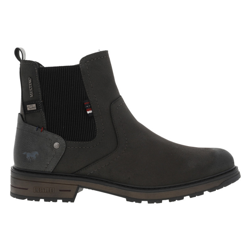 Boots charbon à talon décroché bas avec un zip et un soufflet élastiqué, MUSTANG