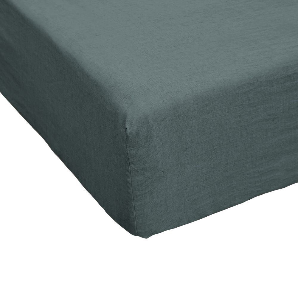 Drap housse en Lin Français avec bonnet 30 cm, EDEN