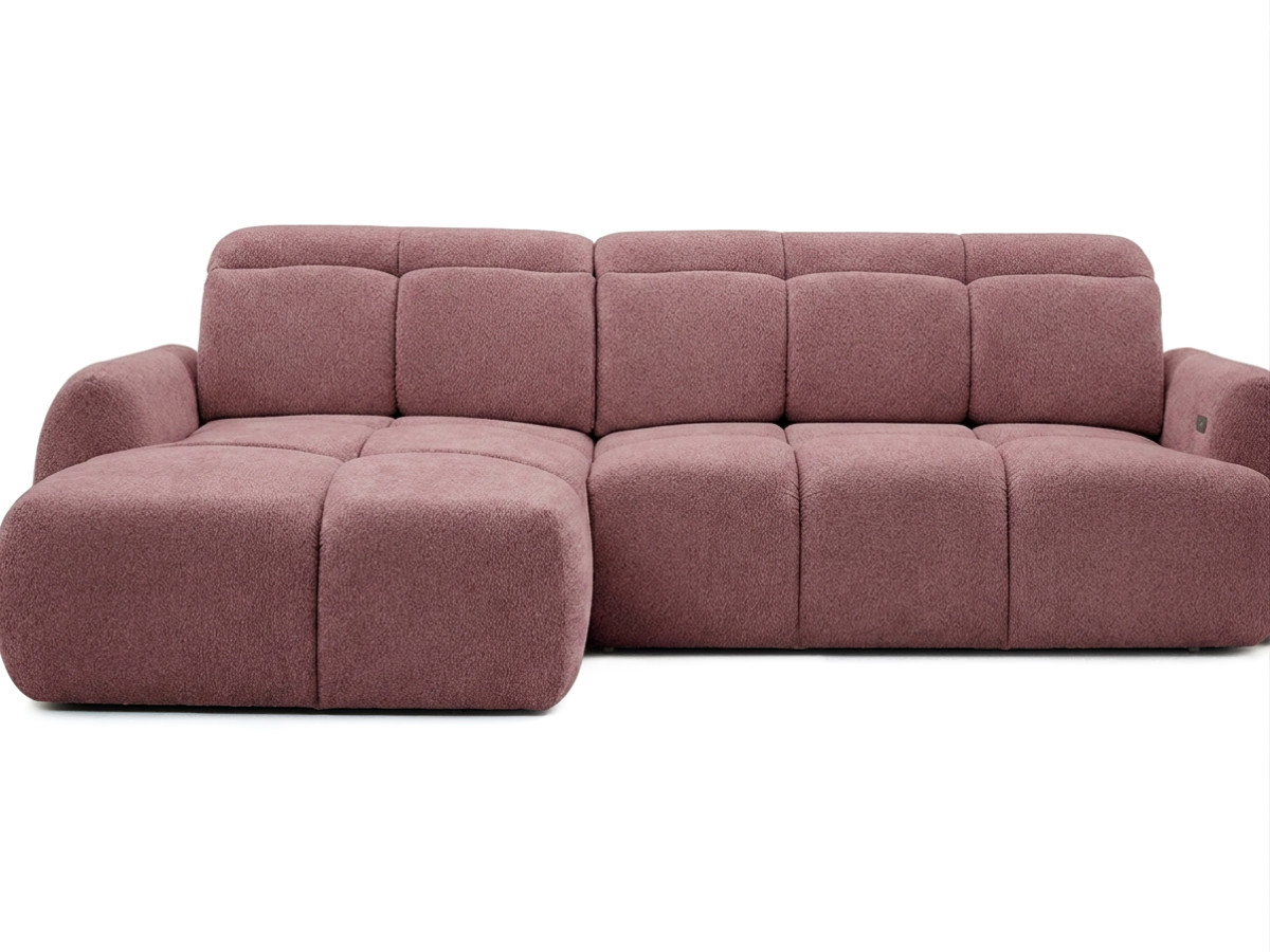 Canapé d'angle convertible 3 places en tissu chenille, RUBY, BOBOCHIC
