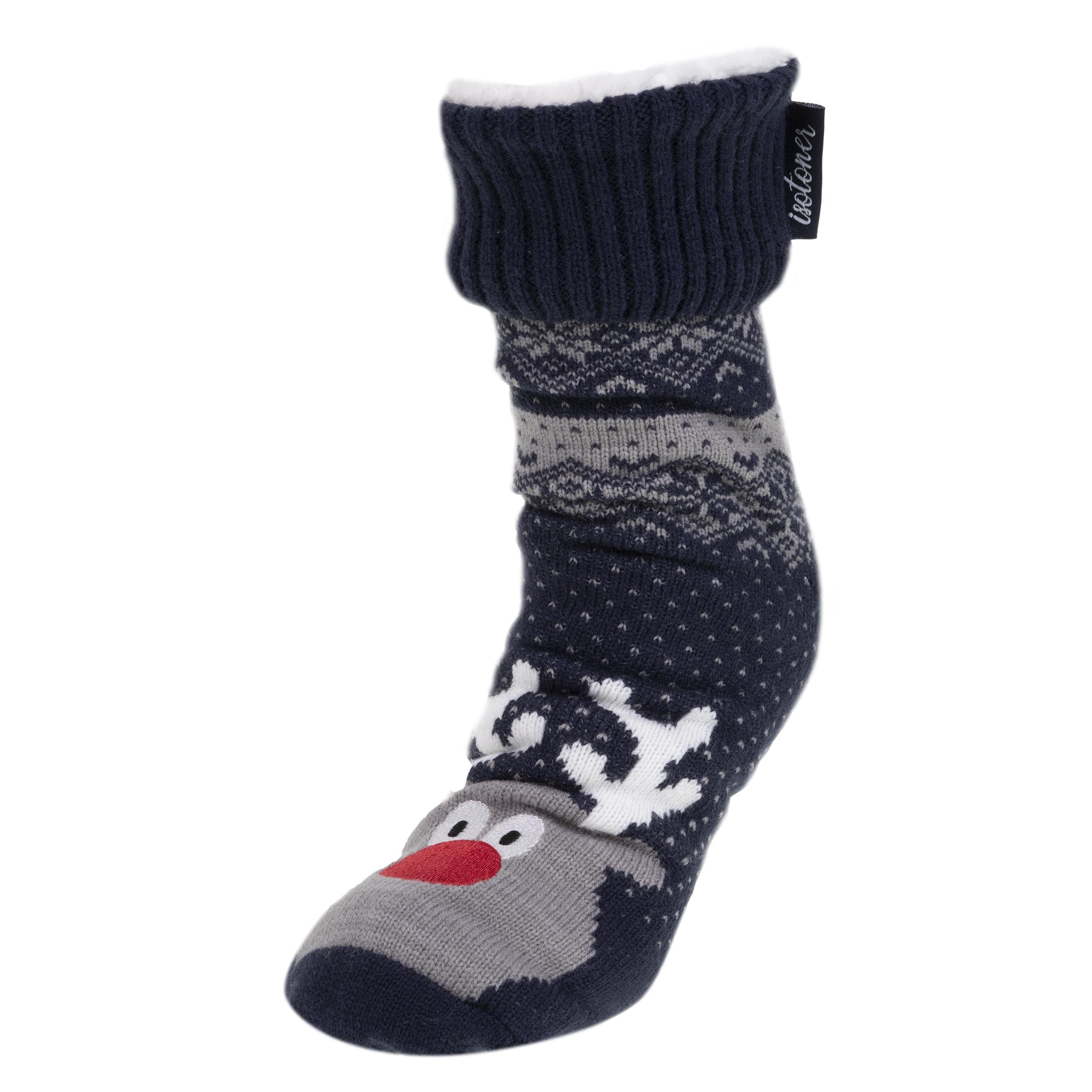 Chaussettes d'intérieur maille/sherpa - picots antidérapants, ISOTONER