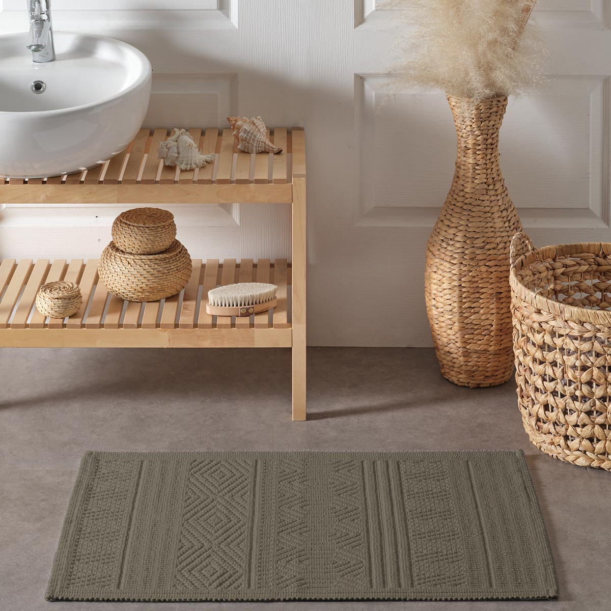 Tapis de bain et descente de lit en coton 1500 g/m² PUNTO PATCH, SENSEI MAISON