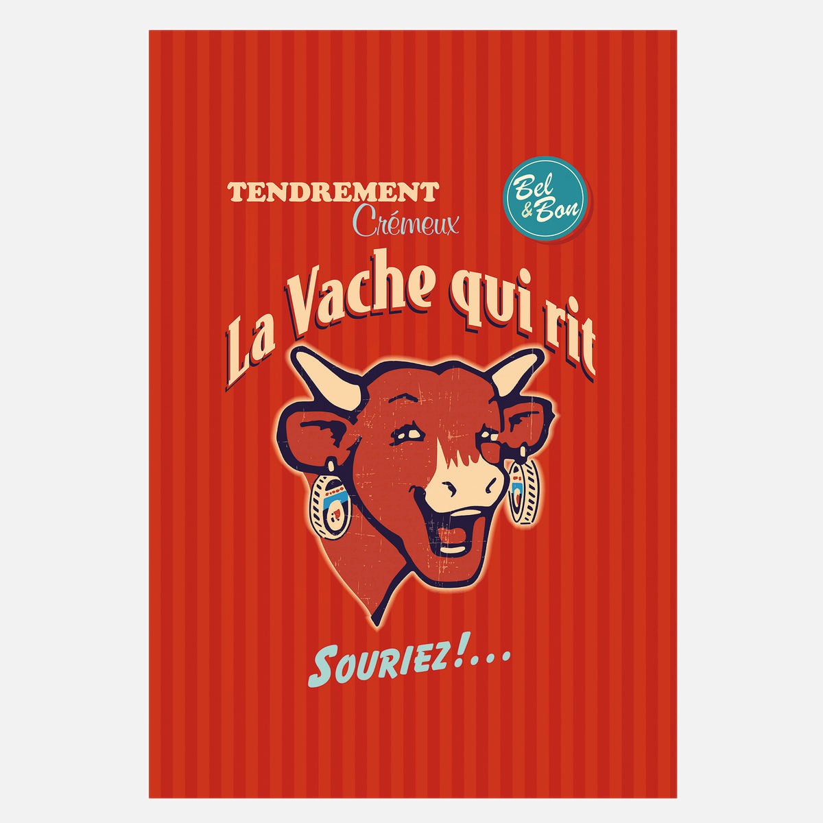 Torchon imprimé LA VACHE QUI RIT RÉTRO ROUGE, COUCKE