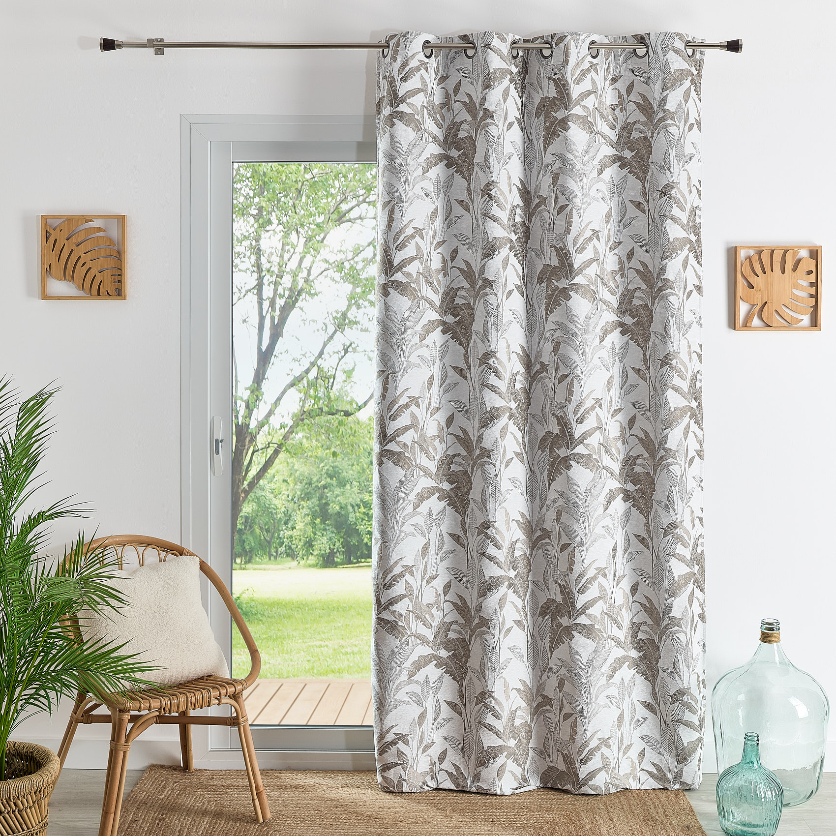 Rideau Jacquard Motif Jungle - QABANE, HOME MAISON