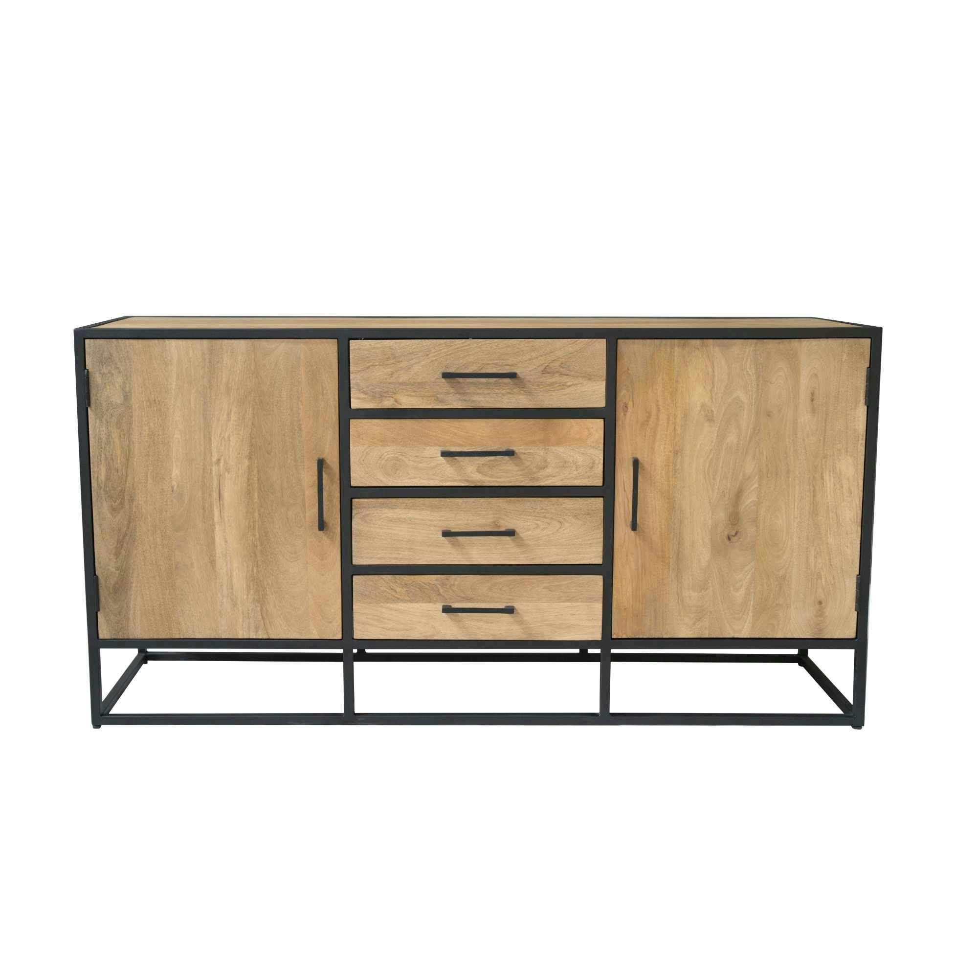 Buffet de salon en bois clair 2 portes 4 tiroirs RIVANO, PIER IMPORT
