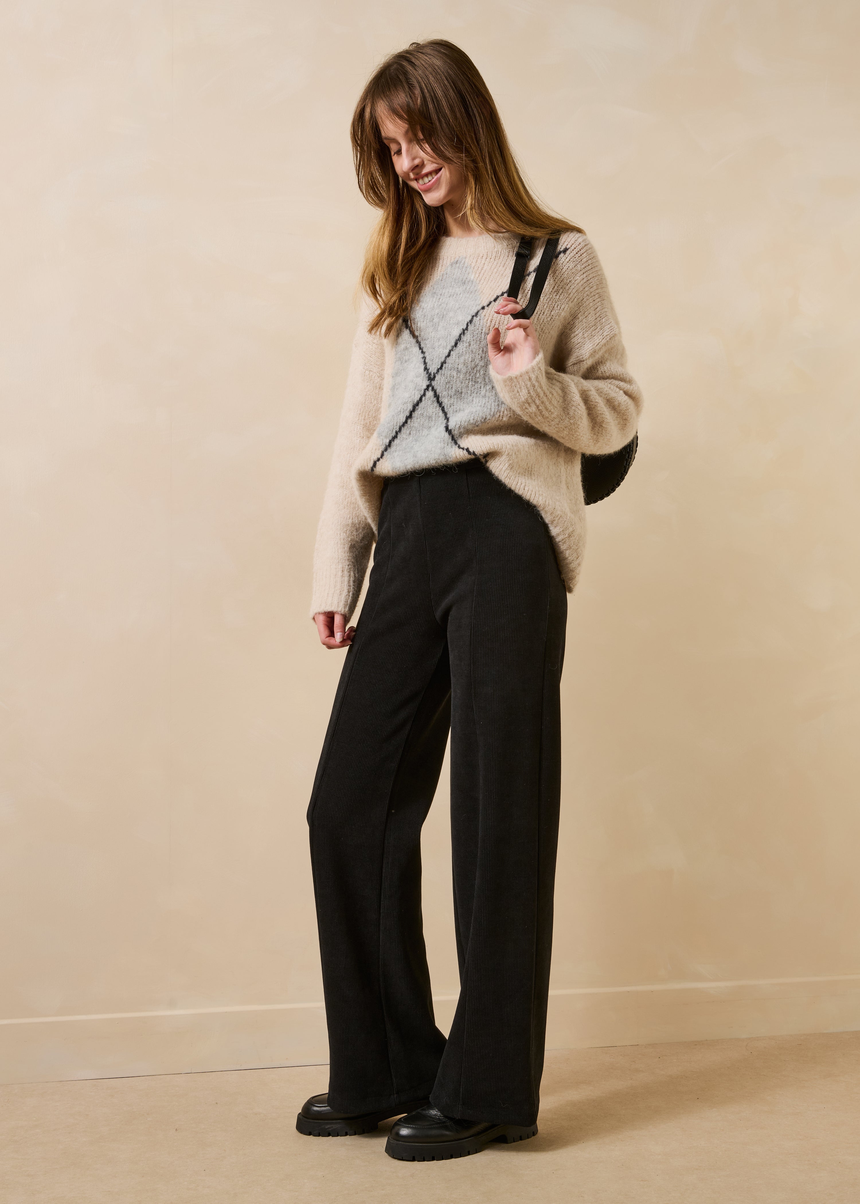 Pantalon en milano velours taille élastique, LA FEE MARABOUTEE