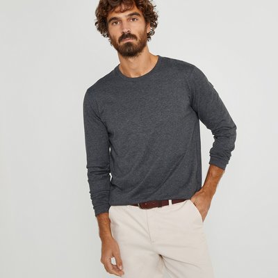Organic Cotton T-Shirt with Crew Neck and Long Sleeves LA REDOUTE COLLECTIONS