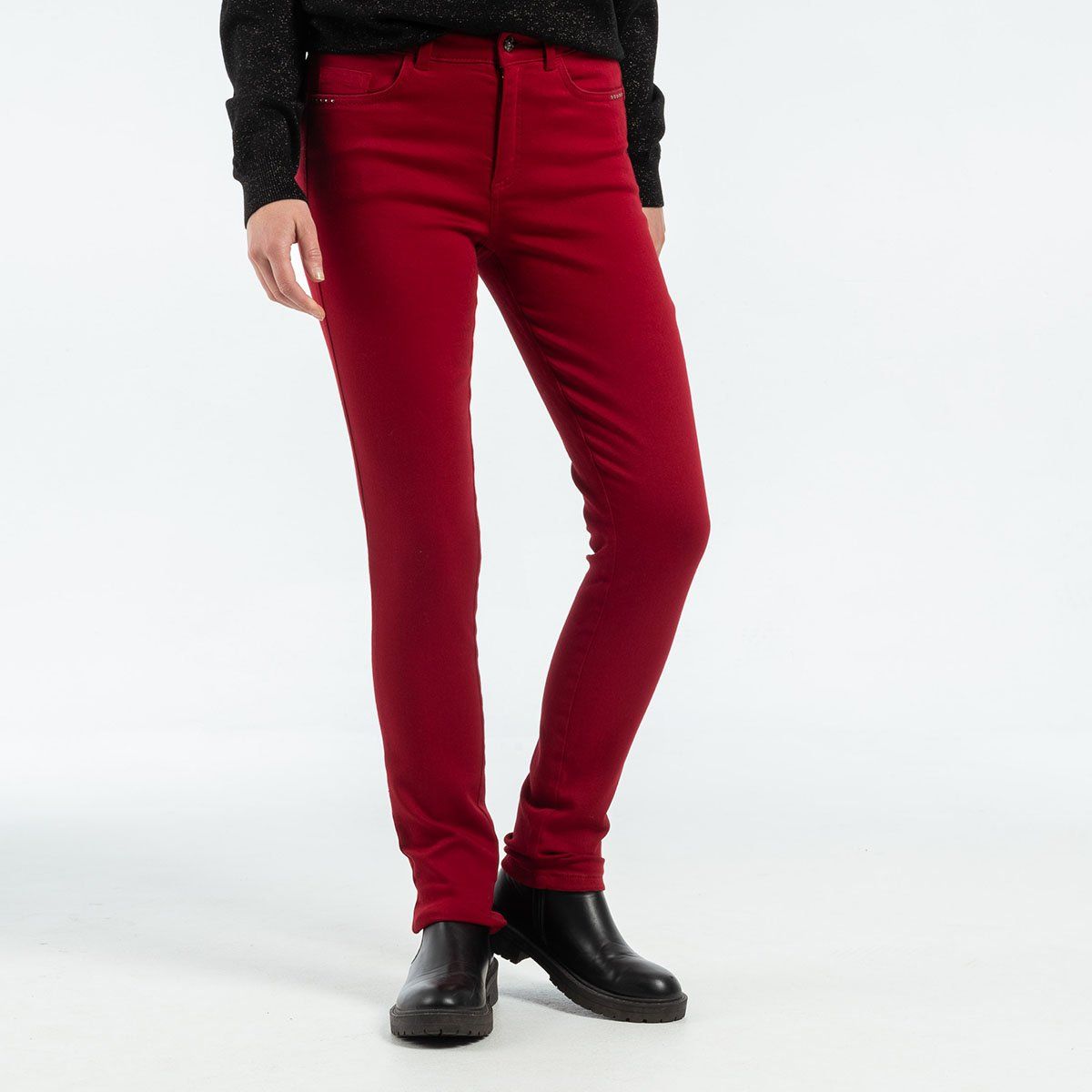 Jean rouge 2025 bordeaux femme