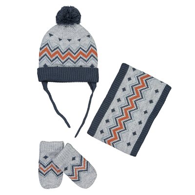 Recycled Hat, Snood and Mittens Set LA REDOUTE COLLECTIONS