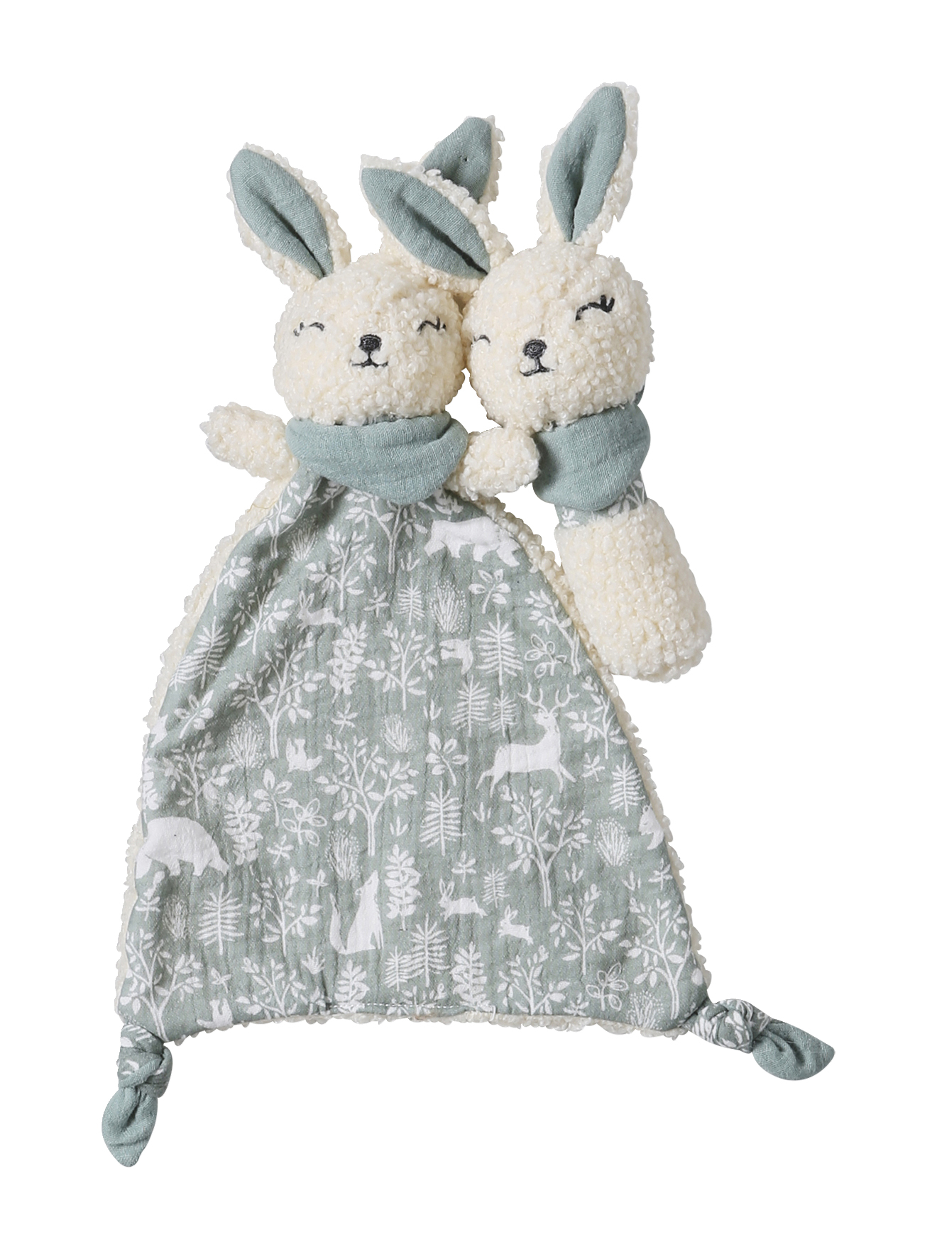 Doudou Lapin Hochet Nid D'Ange – Bleu Denim, Coton Bio, 20 Cm, Trousselier