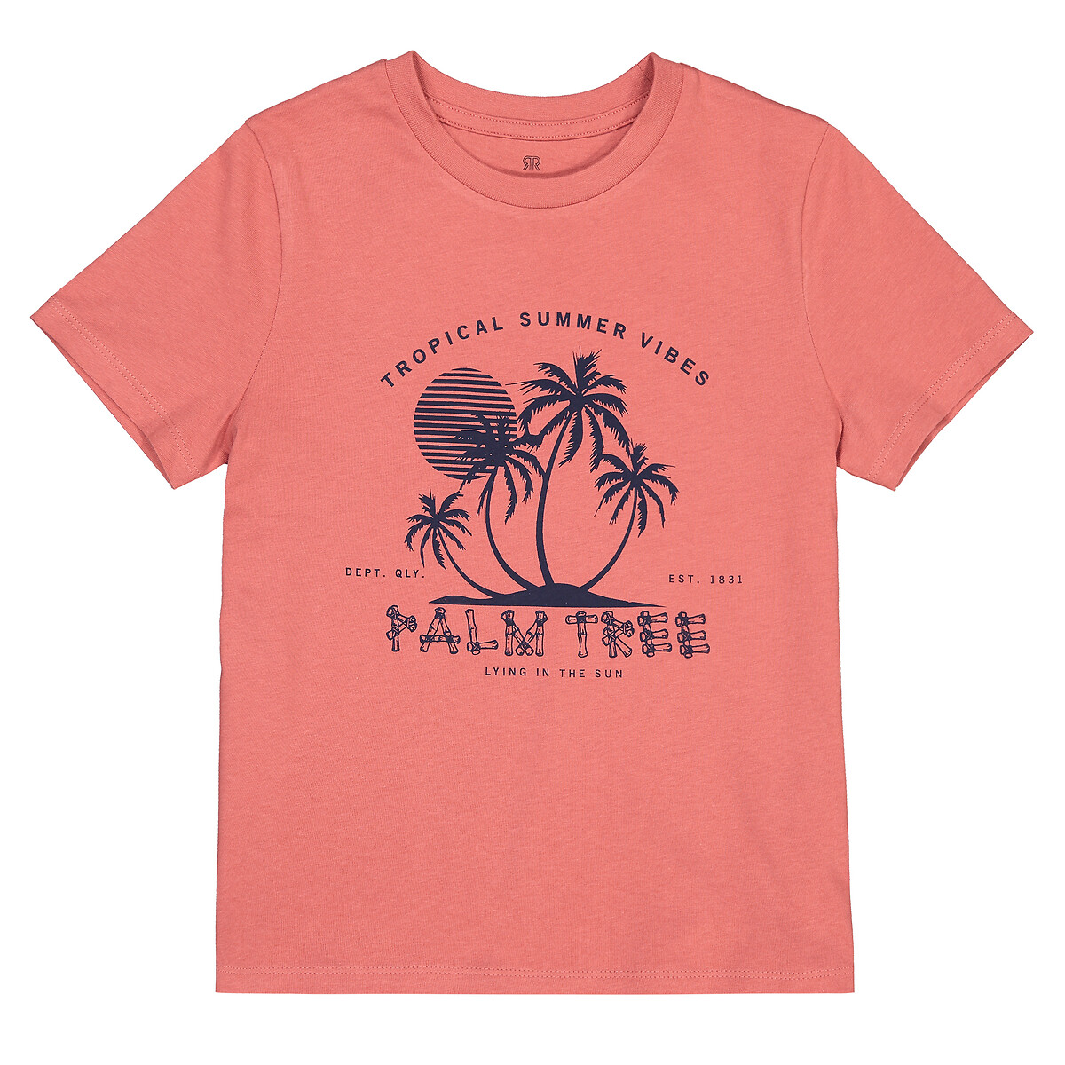 Palm Tree Print T Shirt In Organic Cotton 3 12 Years Dark Orange La