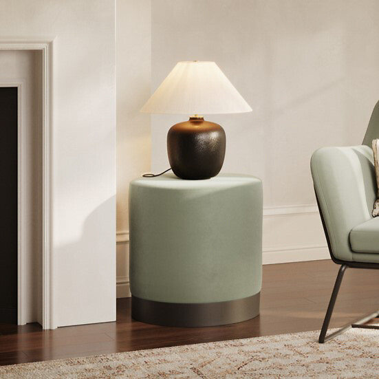Large Velvet Round Pouffe, SO'HOME
