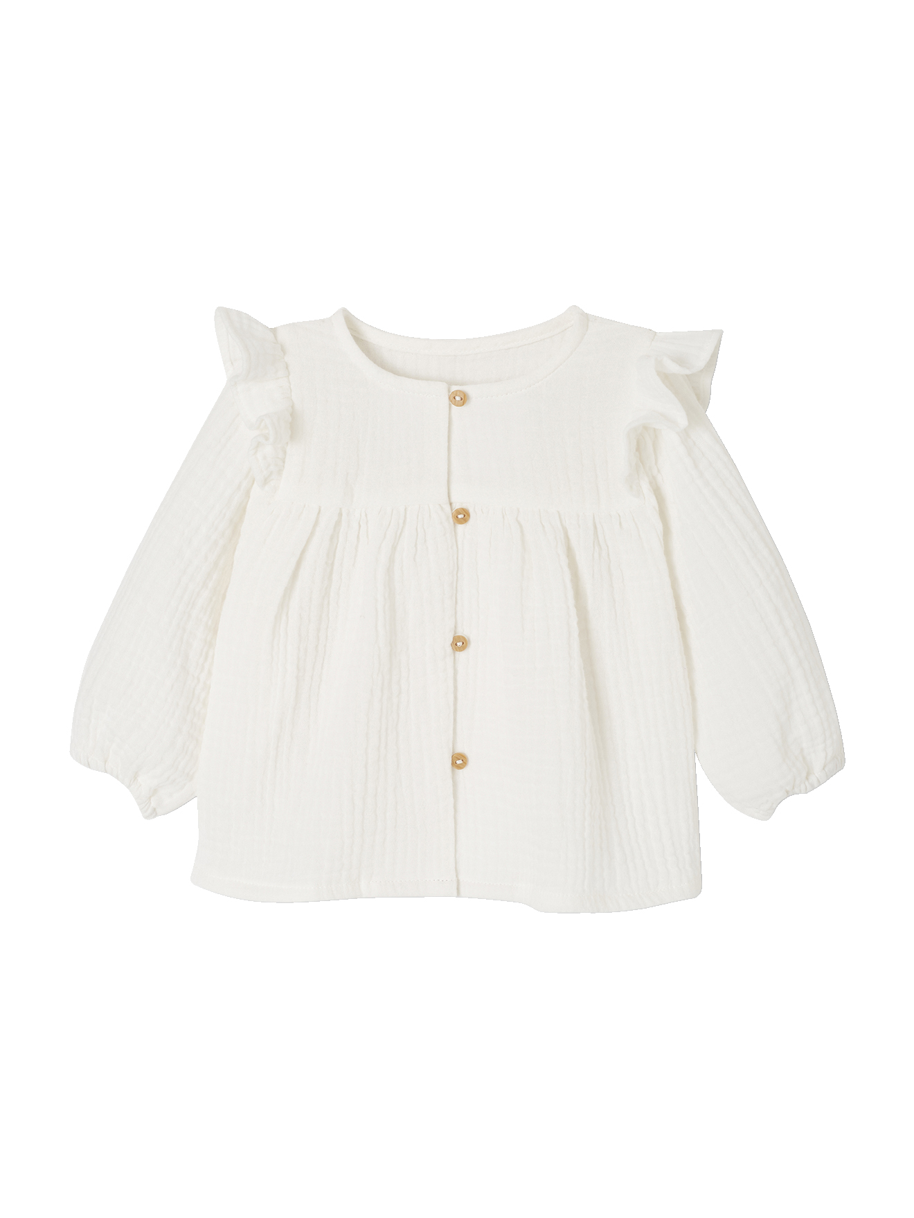 Blouse bébé gaze de coton à volants, VERTBAUDET