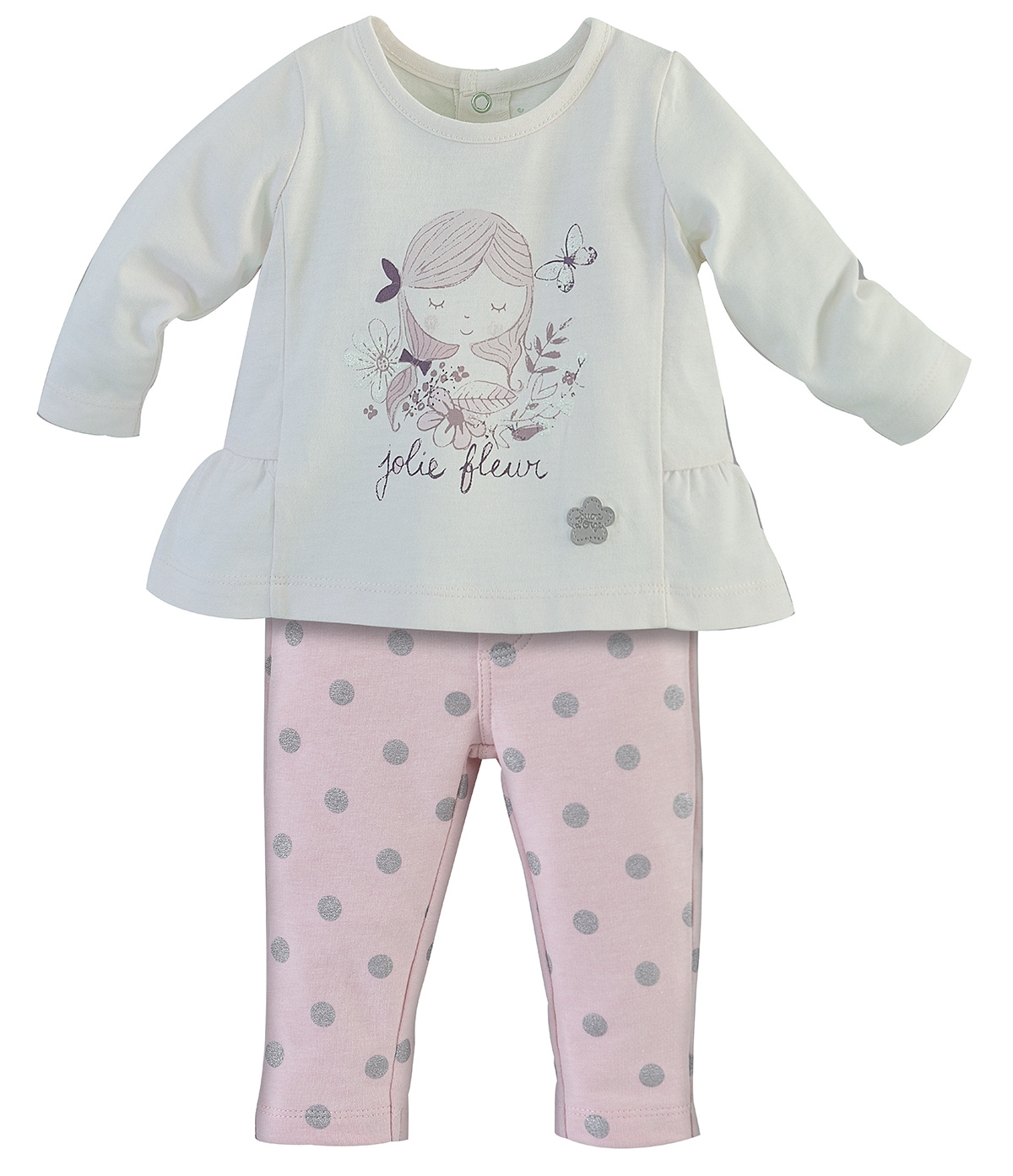 Ensemble pantalon fille ecru/rose, SUCRE D'ORGE