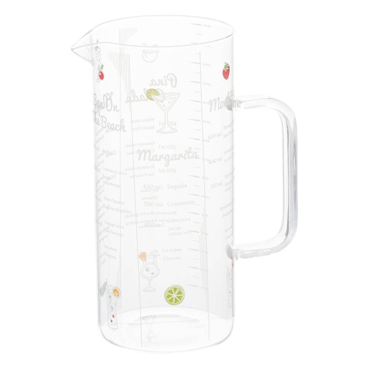 Carafe en verre graduée avec recettes de cocktails STELLA, ATMOSPHERA