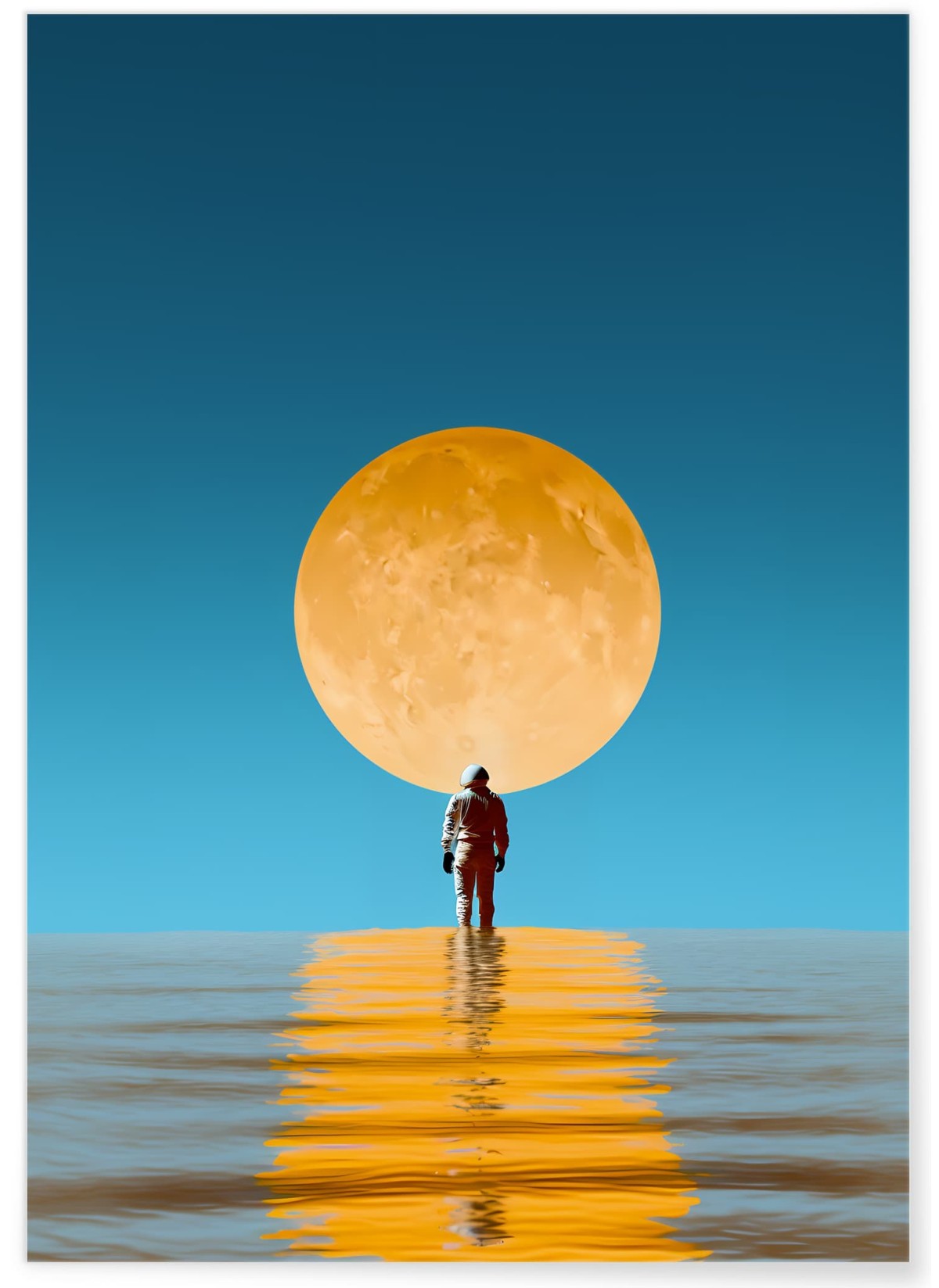 Affiche Astronaute face à la Lune Dorée, L'AFFICHERIE