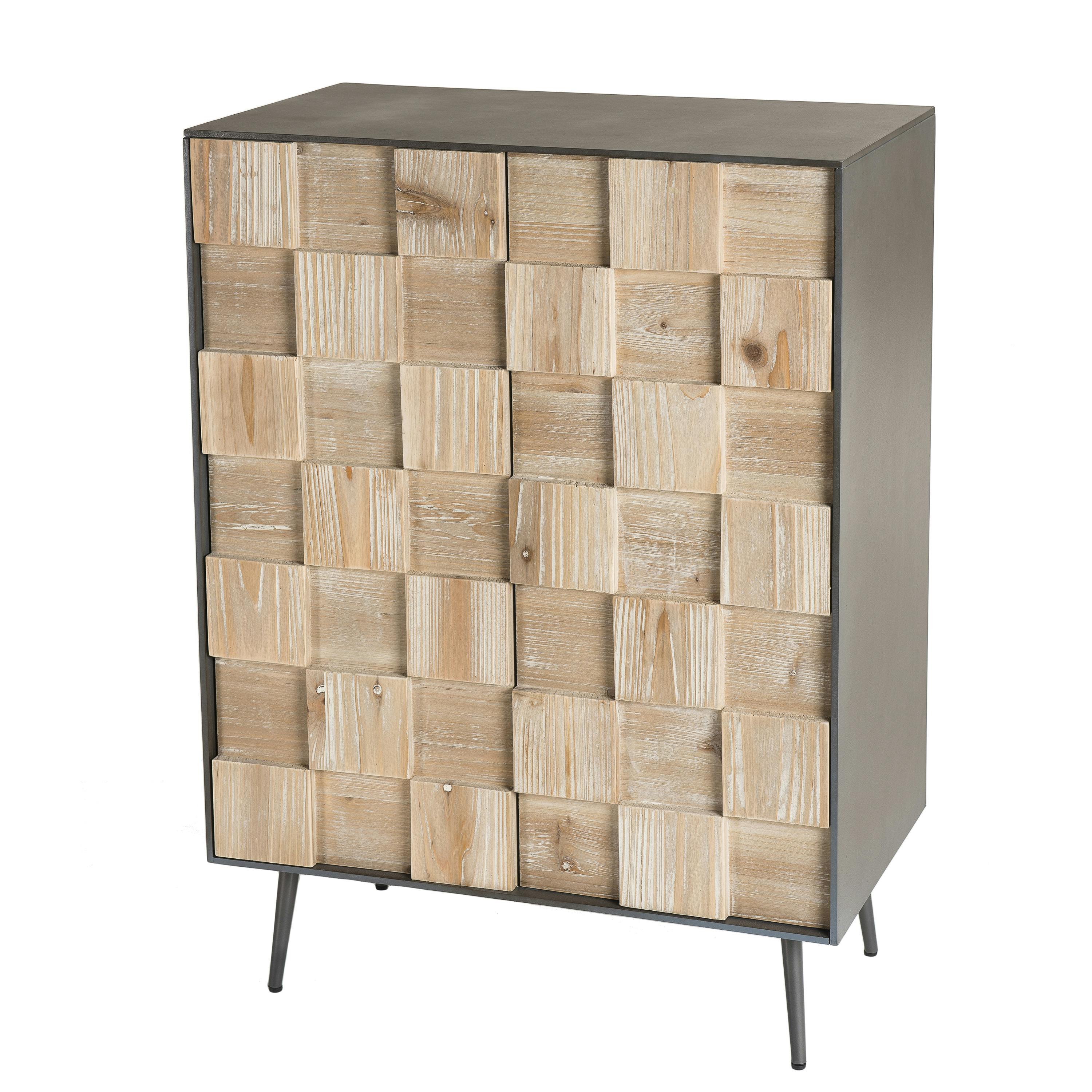 Buffet contemporain en sapin décor damier CARPATES, PIER IMPORT