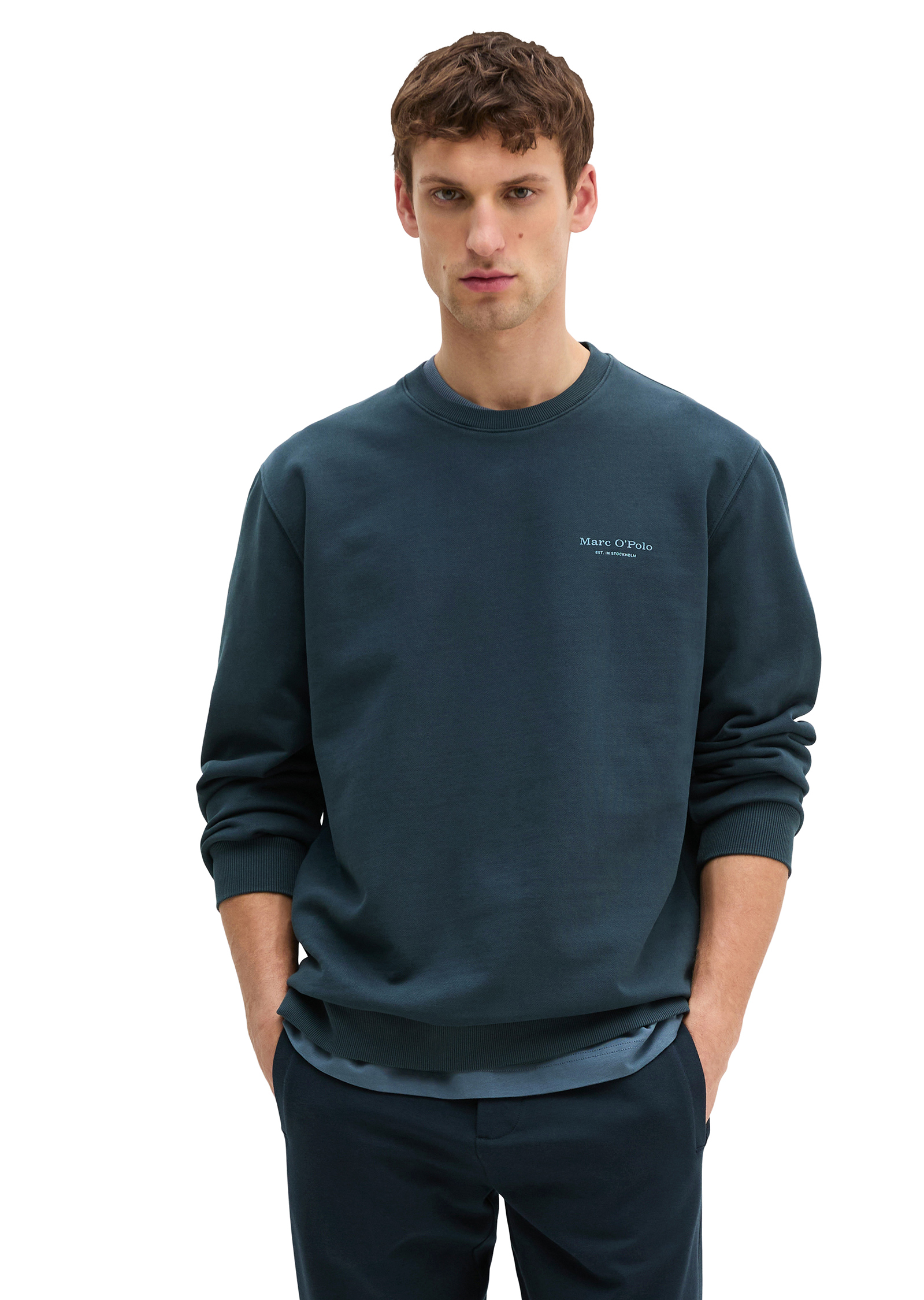 Sweat-shirt garment-dyed régulier avec logo imprimé dans le dos, MARC O'POLO