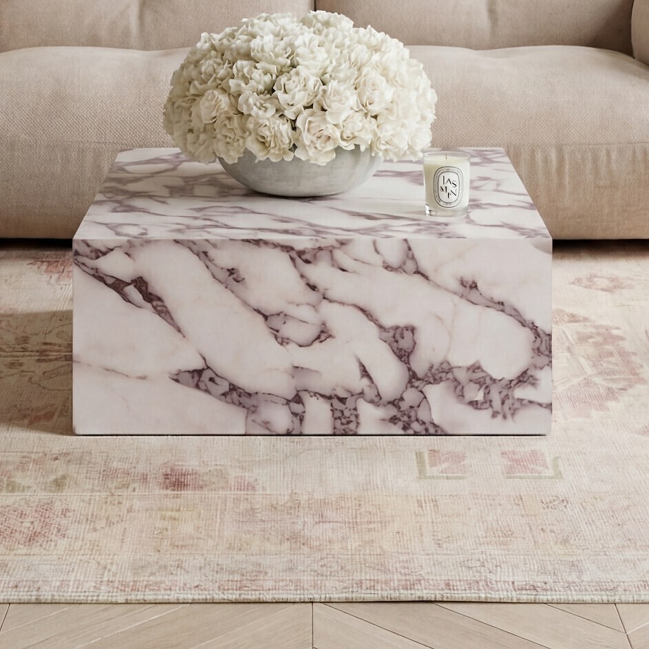 Serafina Square Calacatta Faux Marble Coffee Table, ÉDITÉ