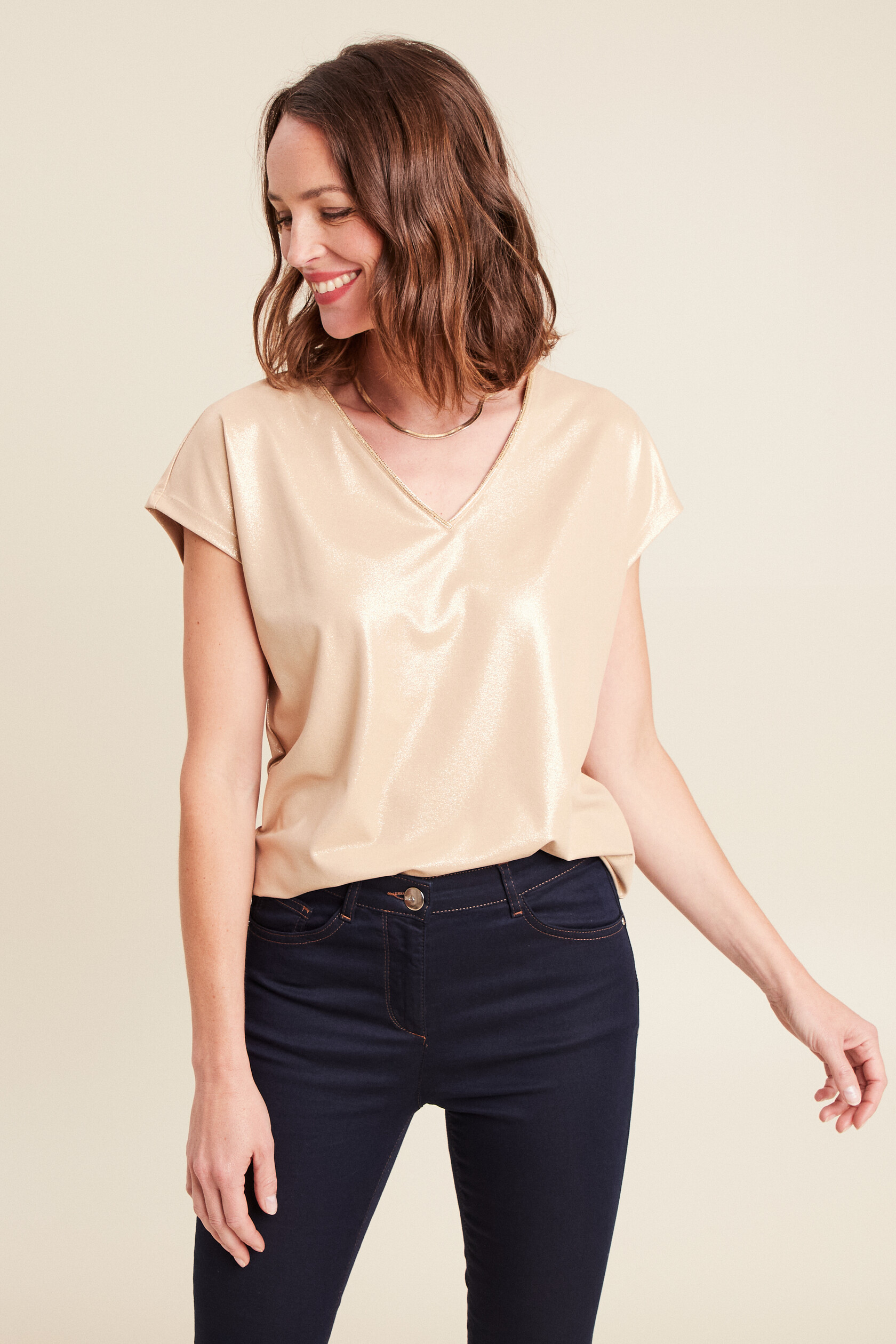 T-shirt col V manches courtes, BREAL
