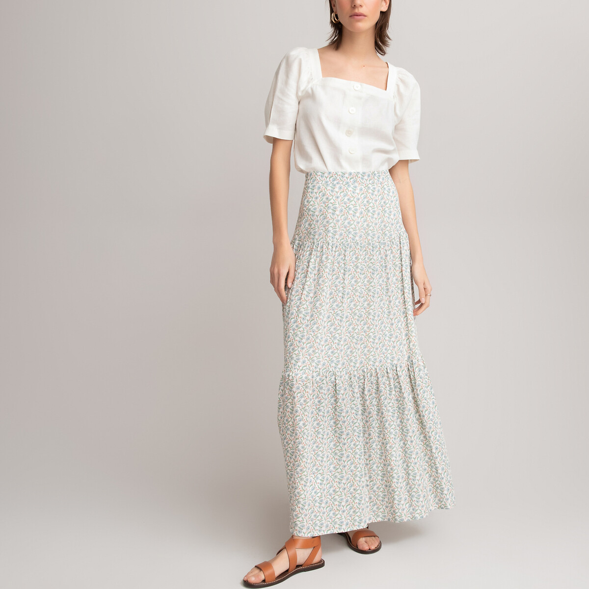 Molly tiered maxi skirt in floral print ...